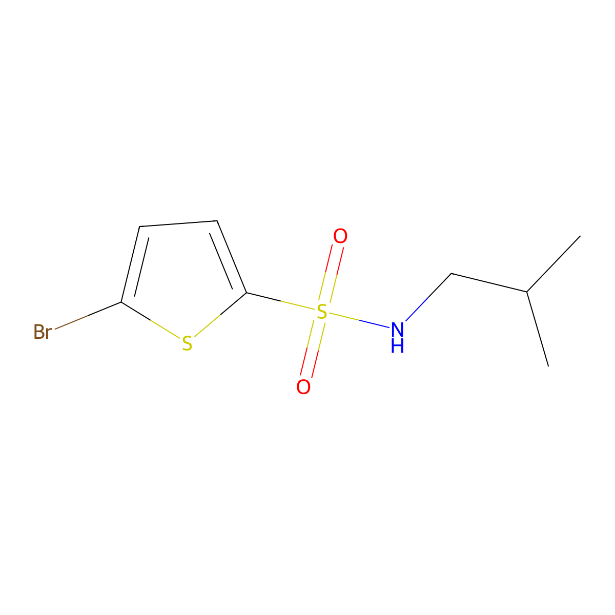 5-bromo-N-(2-methylpropyl)thiophene-2-sulfonamide molecular structure, CAS 667874-67-1