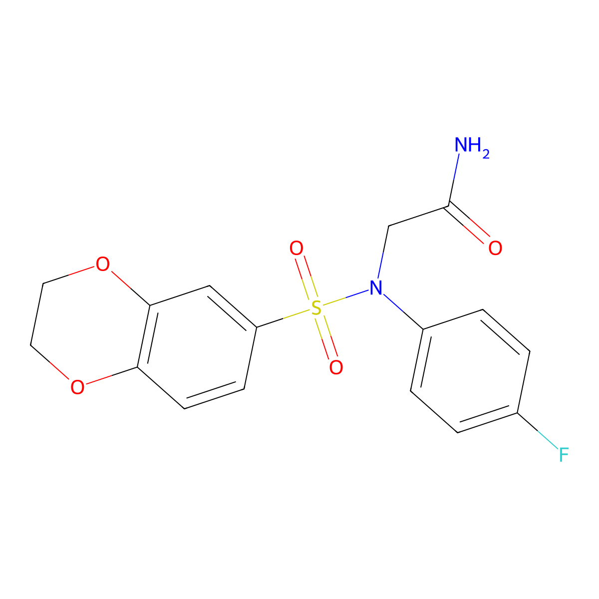 2-[N-(2,3-dihydro-1,4-benzodioxin-6-ylsulfonyl)-4-fluoroanilino]acetamide molecular structure, CAS 667875-29-8