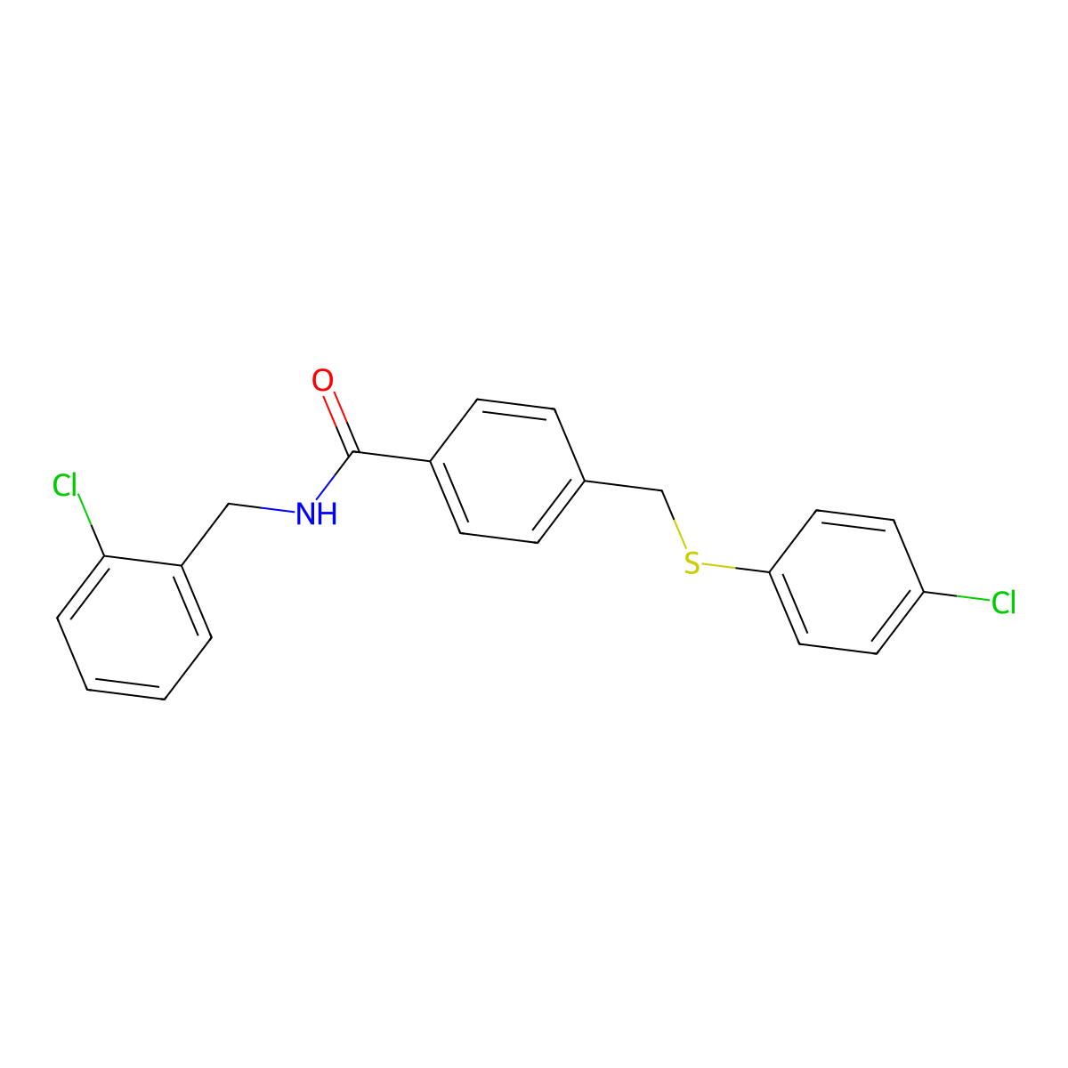 N-(2-chlorobenzyl)-4-{[(4-chlorophenyl)sulfanyl]methyl}benzamide molecular structure, CAS 667875-42-5