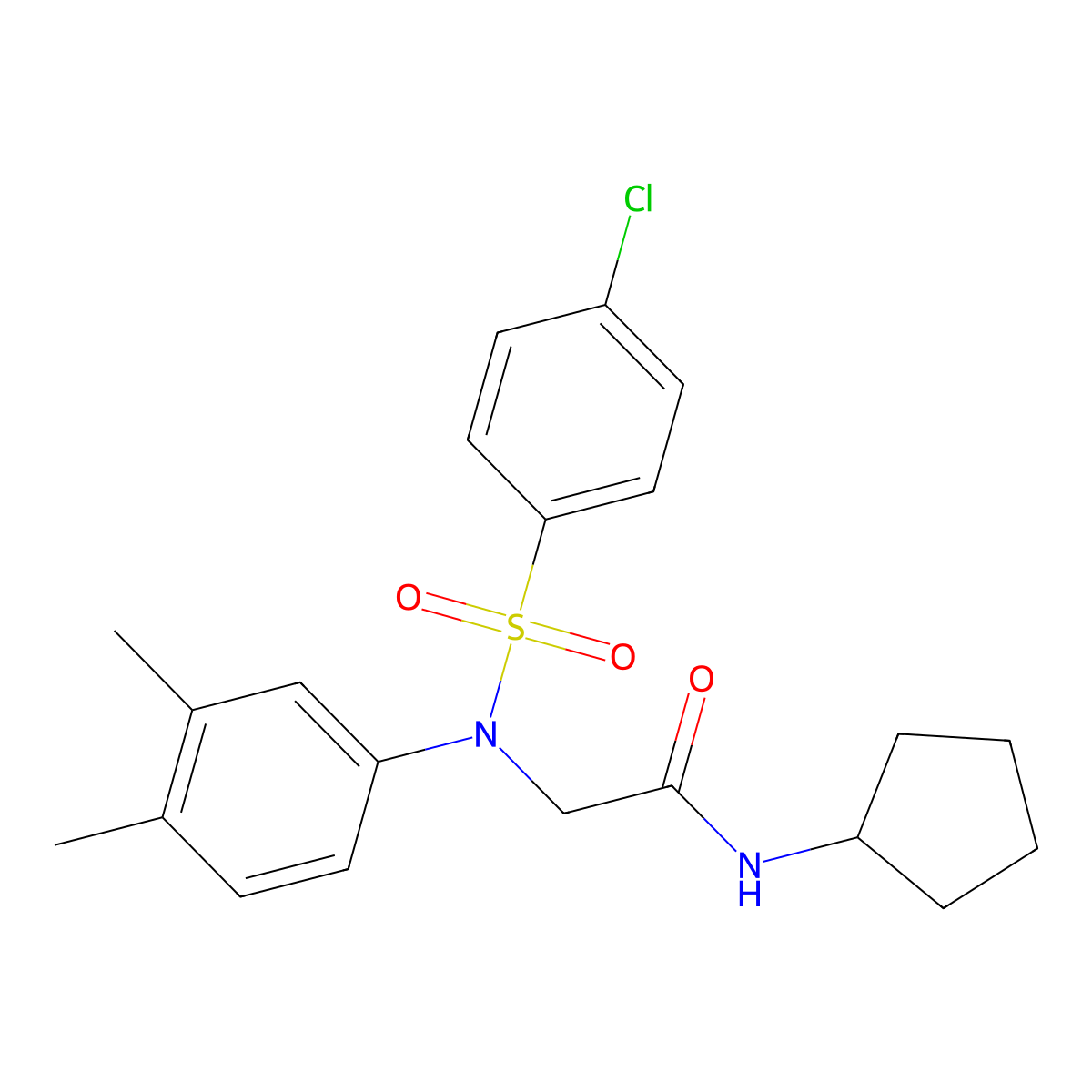2-(N-(4-chlorophenyl)sulfonyl-3,4-dimethylanilino)-N-cyclopentylacetamide molecular structure, CAS 667875-48-1