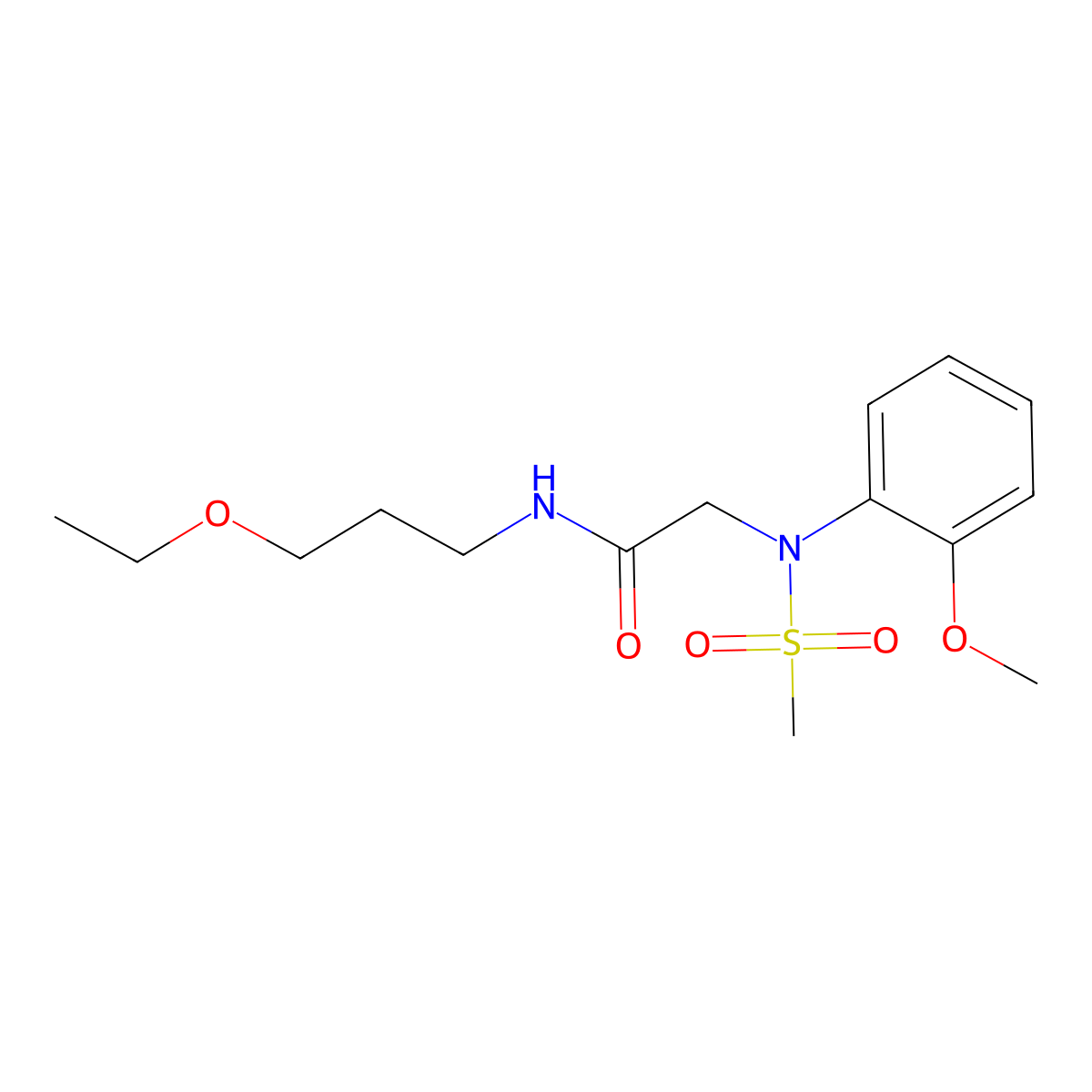 N-(3-ethoxypropyl)-2-[2-methoxy(methylsulfonyl)anilino]acetamide molecular structure, CAS 667875-56-1