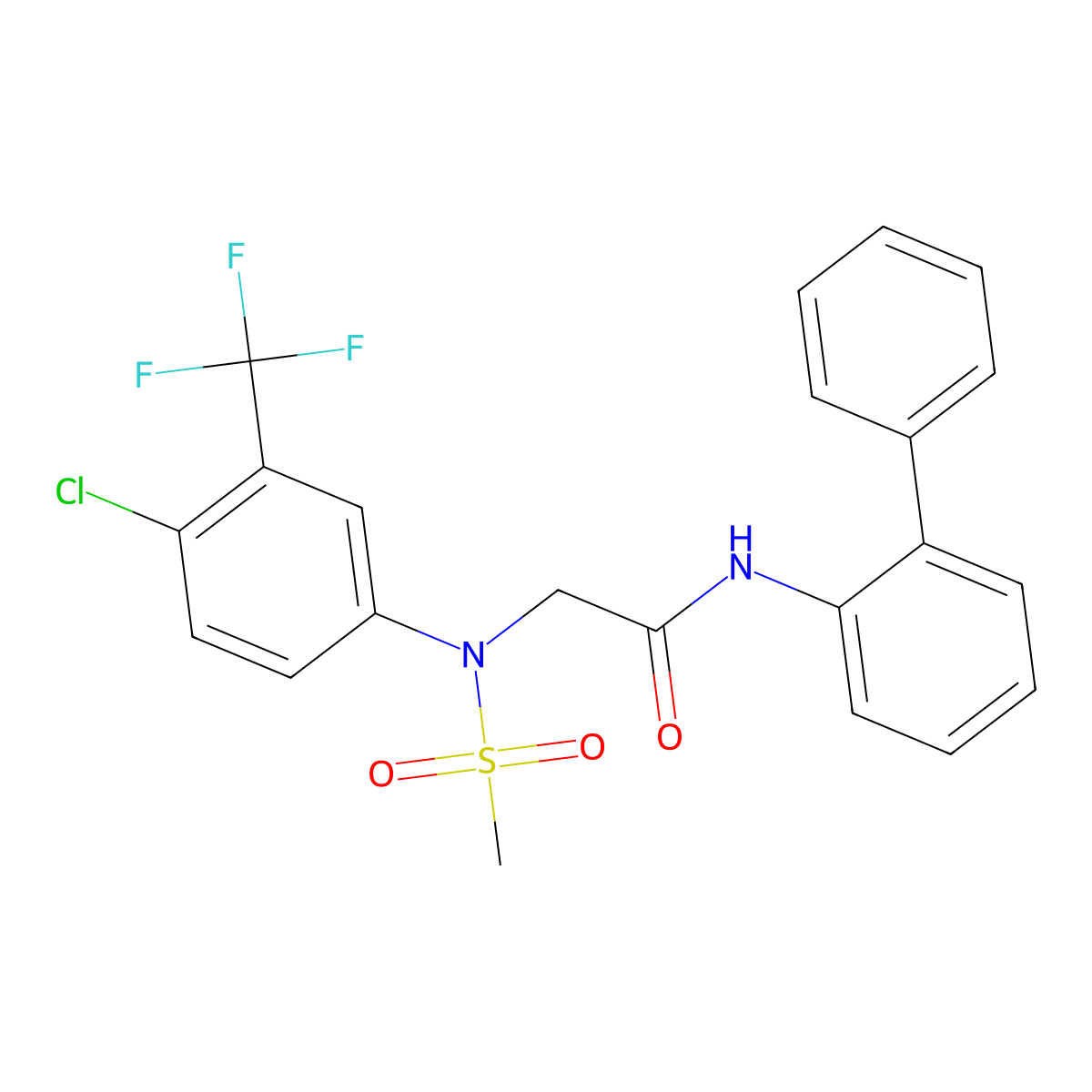 2-[4-chloro-N-methylsulfonyl-3-(trifluoromethyl)anilino]-N-(2-phenylphenyl)acetamide molecular structure, CAS 667875-59-4