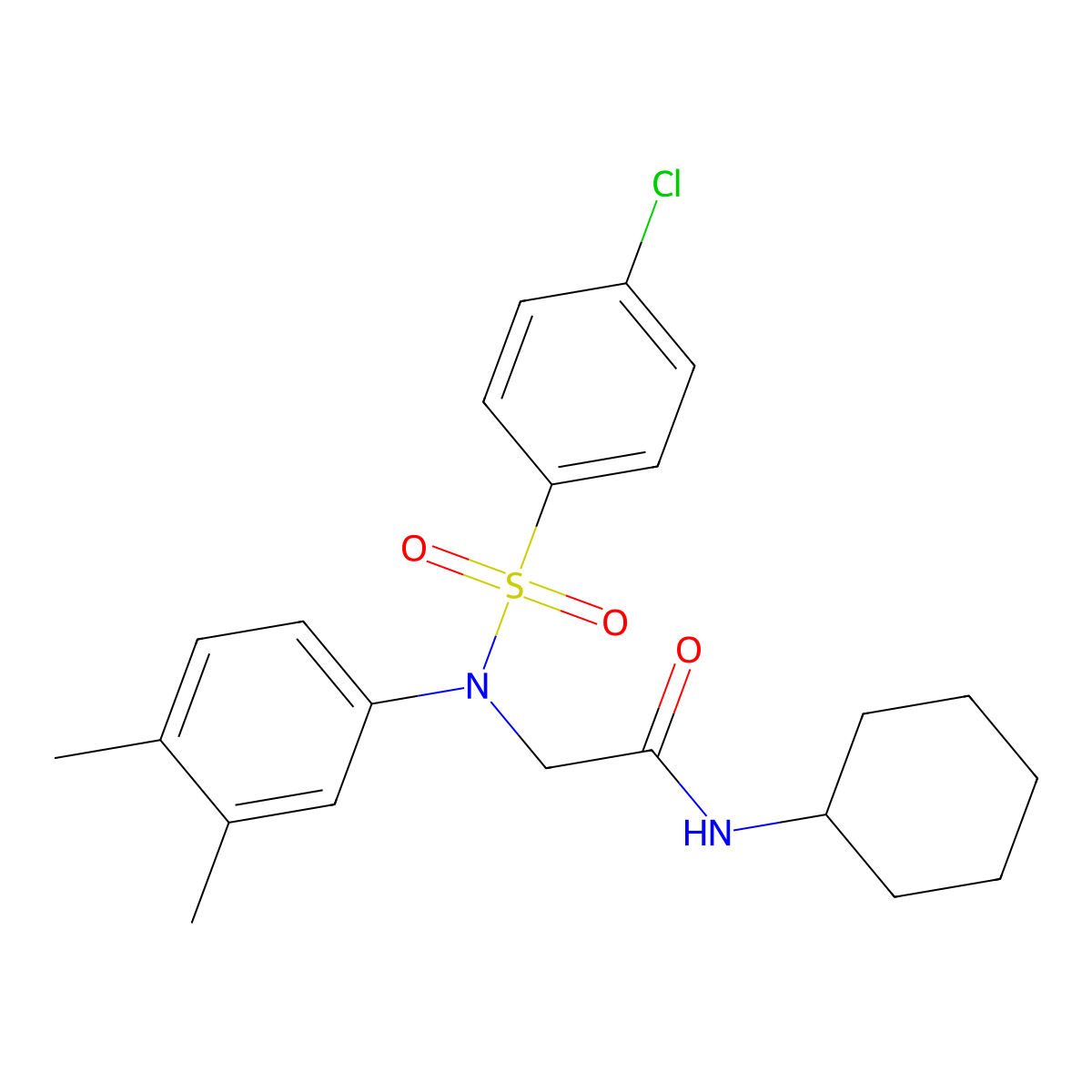 2-(N-(4-chlorophenyl)sulfonyl-3,4-dimethylanilino)-N-cyclohexylacetamide molecular structure, CAS 667877-85-2