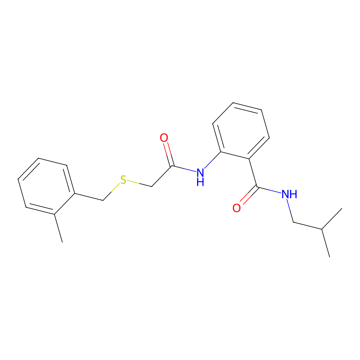 N-isobutyl-2-({[(2-methylbenzyl)sulfanyl]acetyl}amino)benzamide molecular structure, CAS 667878-26-4