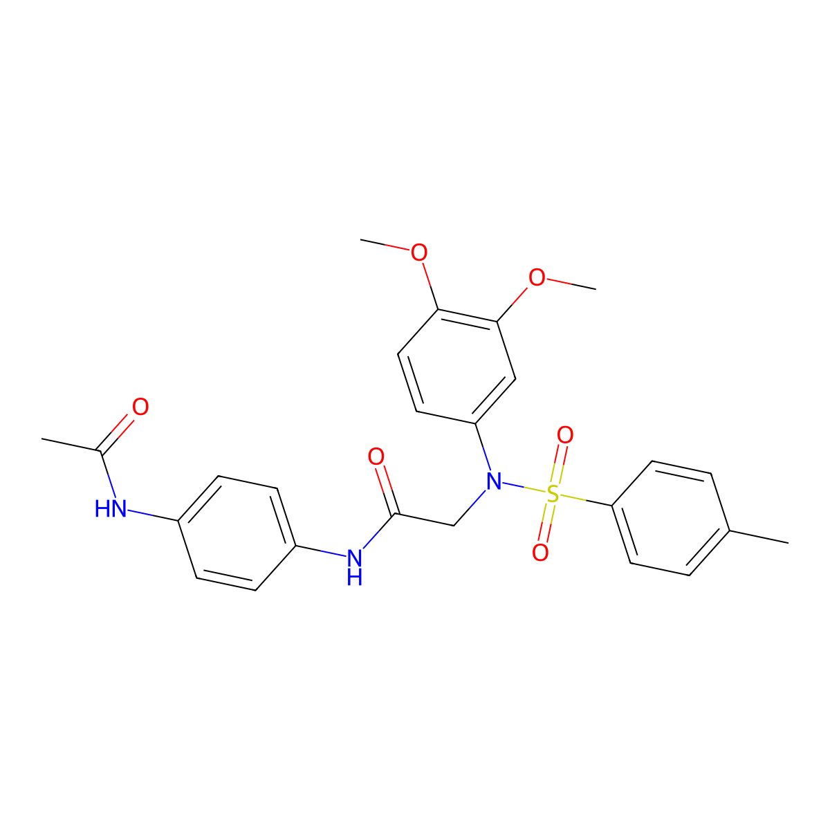 N-(4-acetamidophenyl)-2-(3,4-dimethoxy-N-(4-methylphenyl)sulfonylanilino)acetamide molecular structure, CAS 667878-48-0