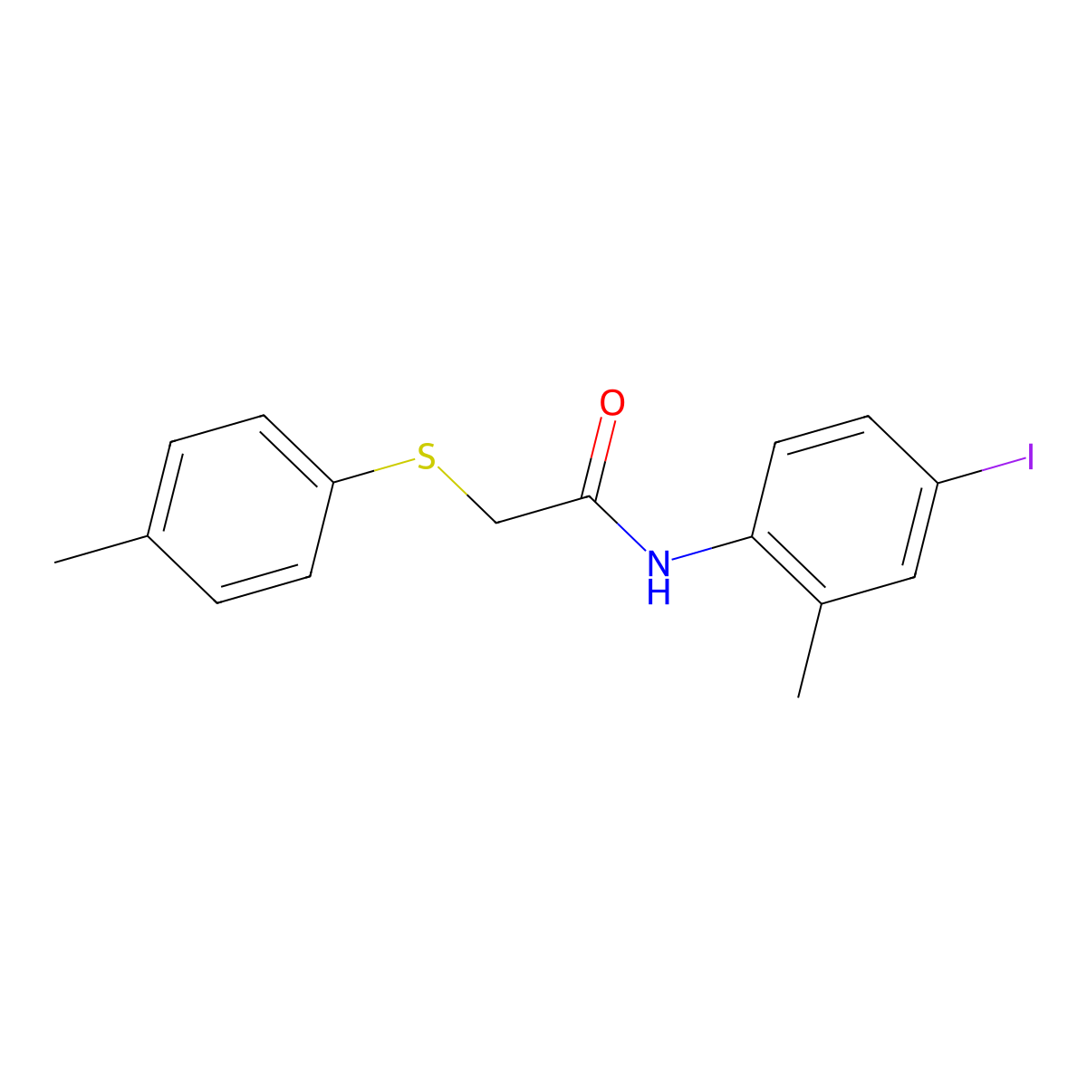 N-(4-iodo-2-methylphenyl)-2-(4-methylphenyl)sulfanylacetamide molecular structure, CAS 667878-62-8