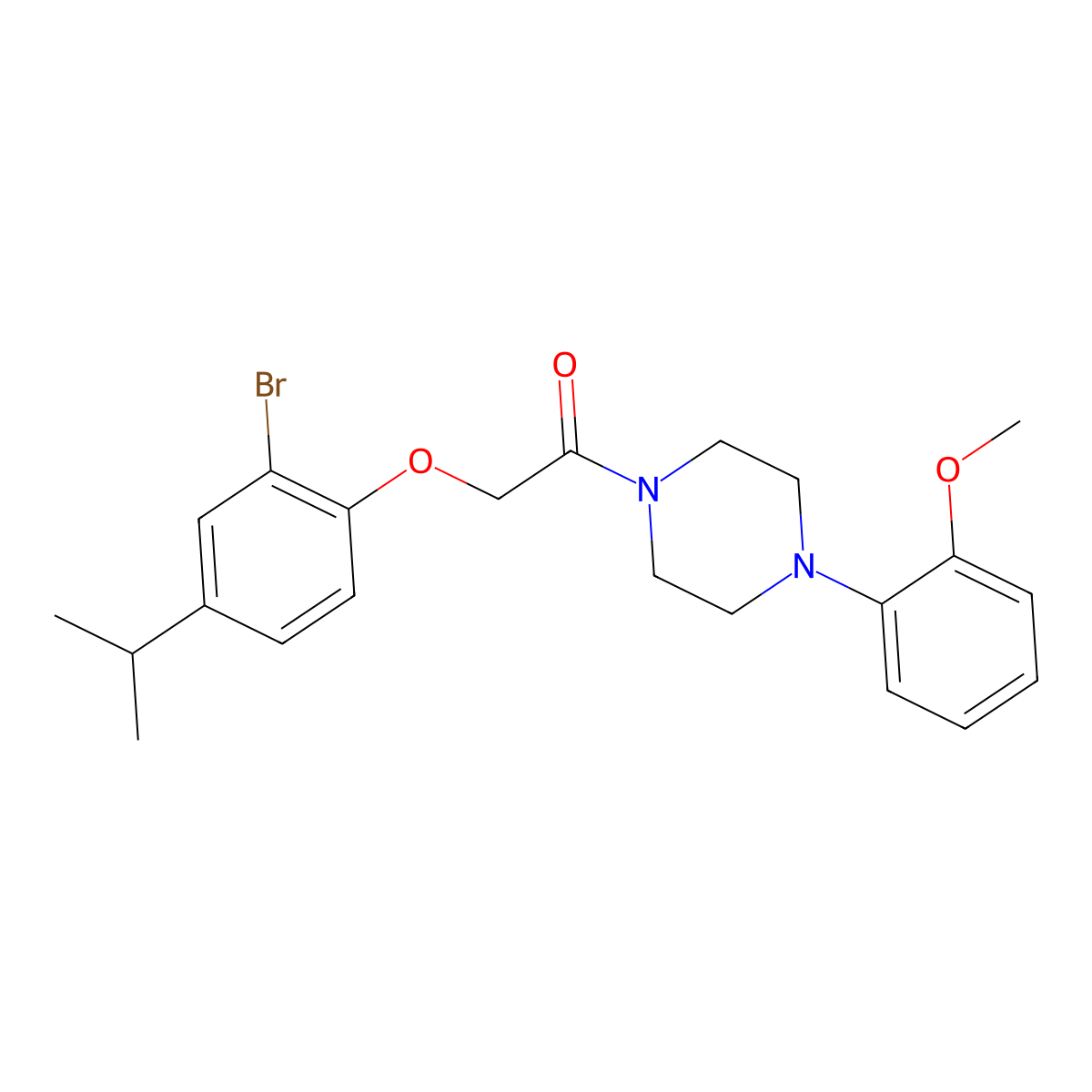 2-(2-Bromo-4-propan-2-ylphenoxy)-1-[4-(2-methoxyphenyl)piperazin-1-yl]ethanone molecular structure, CAS 667878-89-9