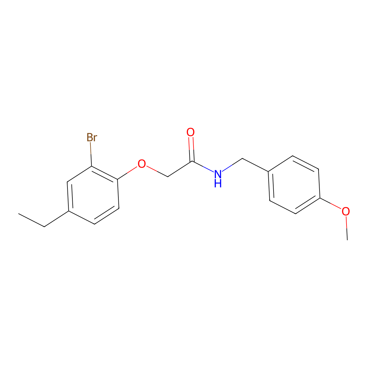 2-(2-bromo-4-ethylphenoxy)-N-(4-methoxybenzyl)acetamide molecular structure, CAS 667878-97-9