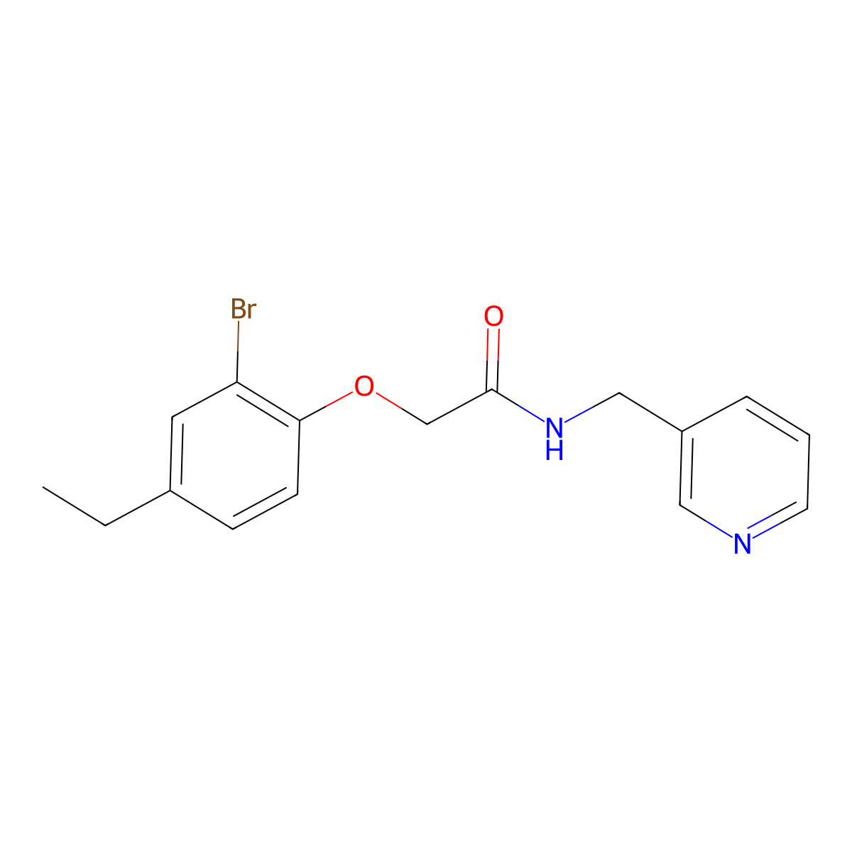 2-(2-bromo-4-ethylphenoxy)-N-(3-pyridinylmethyl)acetamide molecular structure, CAS 667879-06-3