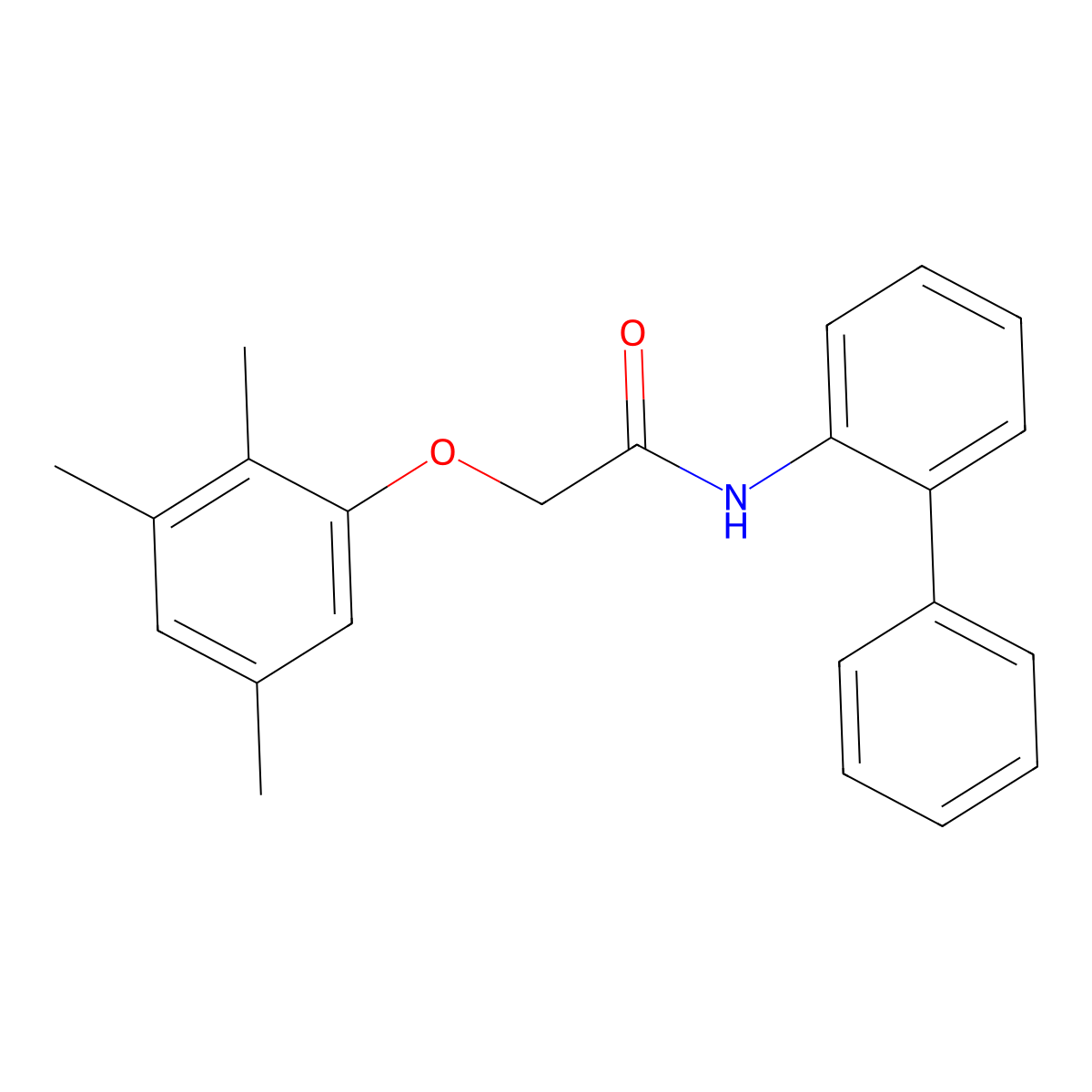 N-(2-phenylphenyl)-2-(2,3,5-trimethylphenoxy)acetamide molecular structure, CAS 667879-09-6