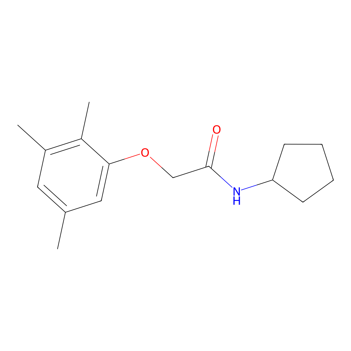 N-cyclopentyl-2-(2,3,5-trimethylphenoxy)acetamide molecular structure, CAS 667879-11-0