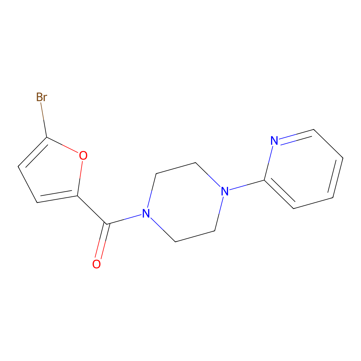 1-(5-Bromo-2-furoyl)-4-(2-pyridinyl)piperazine molecular structure, CAS 667879-18-7