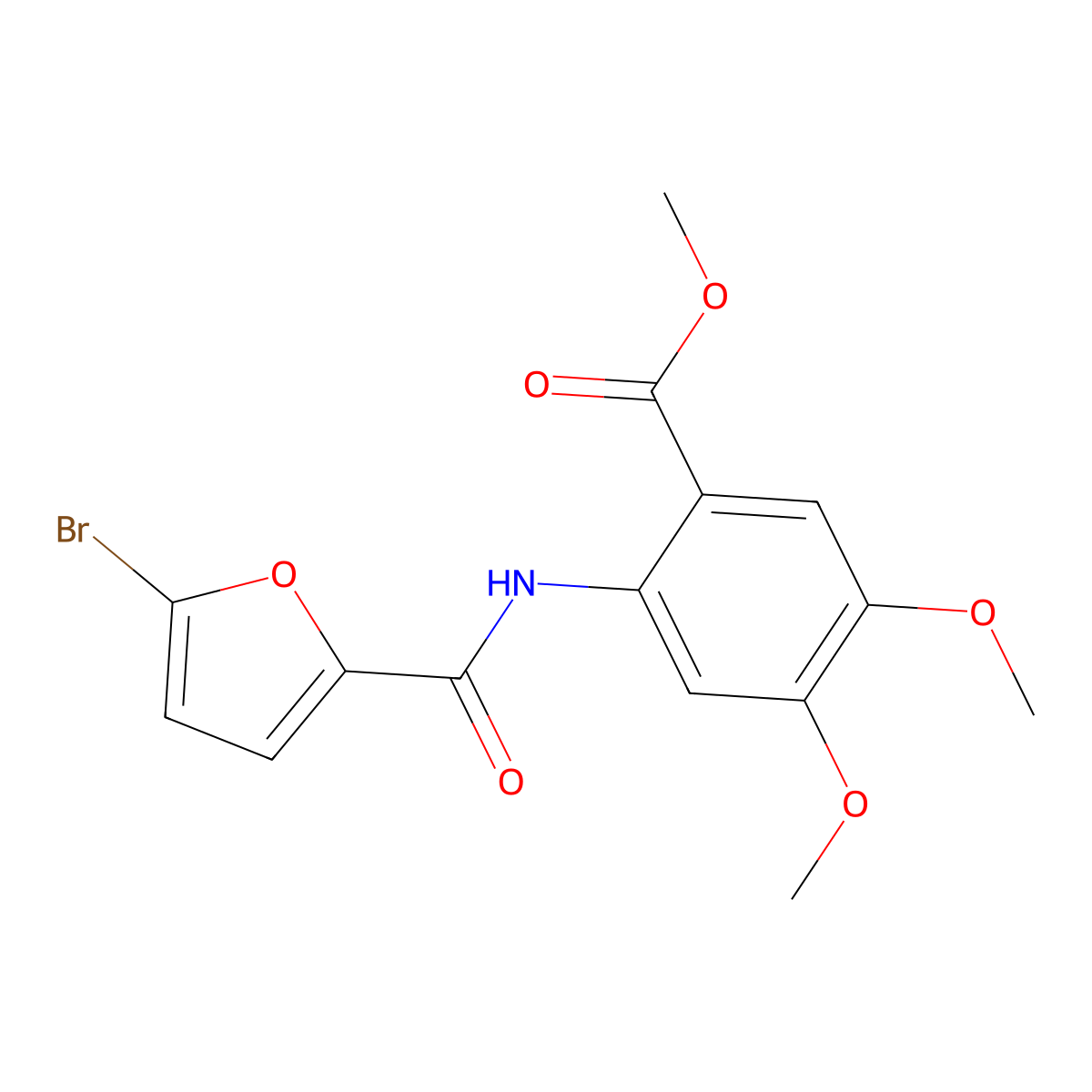 Methyl 2-[(5-bromo-2-furoyl)amino]-4,5-dimethoxybenzoate molecular structure, CAS 667879-20-1