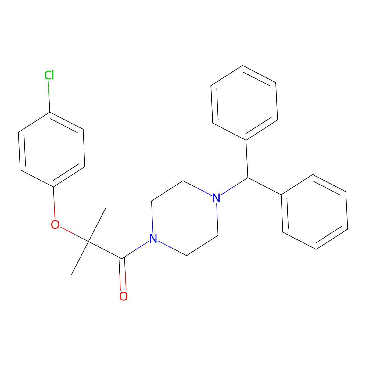 1-(4-Benzhydrylpiperazin-1-yl)-2-(4-chlorophenoxy)-2-methylpropan-1-one molecular structure, CAS 667879-21-2
