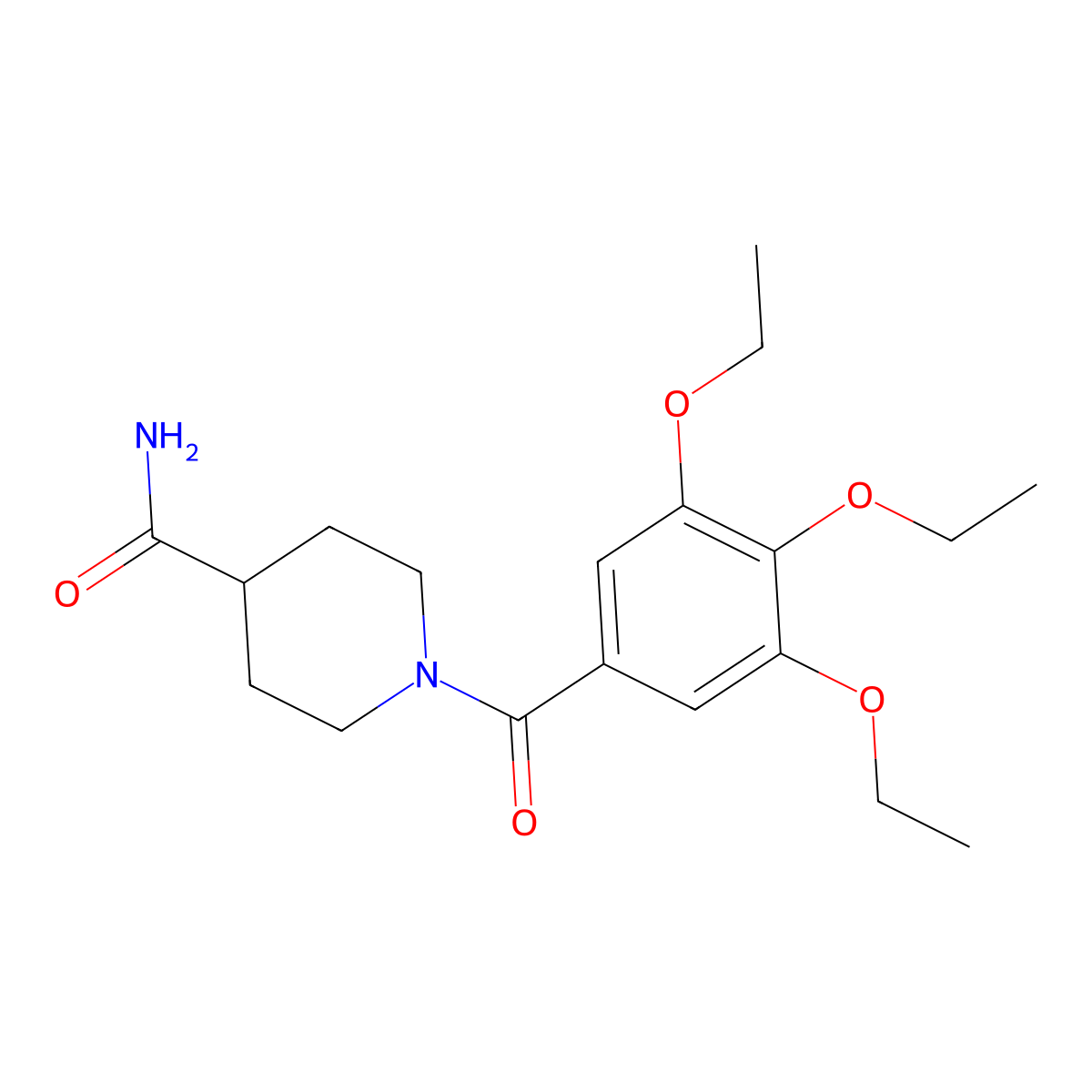 1-(3,4,5-Triethoxybenzoyl)piperidine-4-carboxamide molecular structure, CAS 667879-22-3