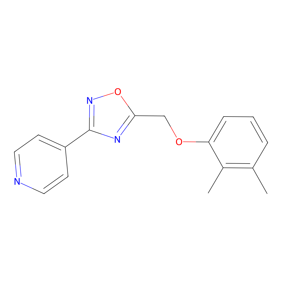 4-{5-[(2,3-Dimethylphenoxy)methyl]-1,2,4-oxadiazol-3-yl}pyridine molecular structure, CAS 667879-24-5
