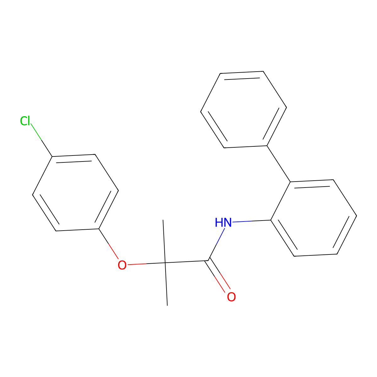 2-(4-chlorophenoxy)-2-methyl-N-(2-phenylphenyl)propanamide molecular structure, CAS 667879-25-6