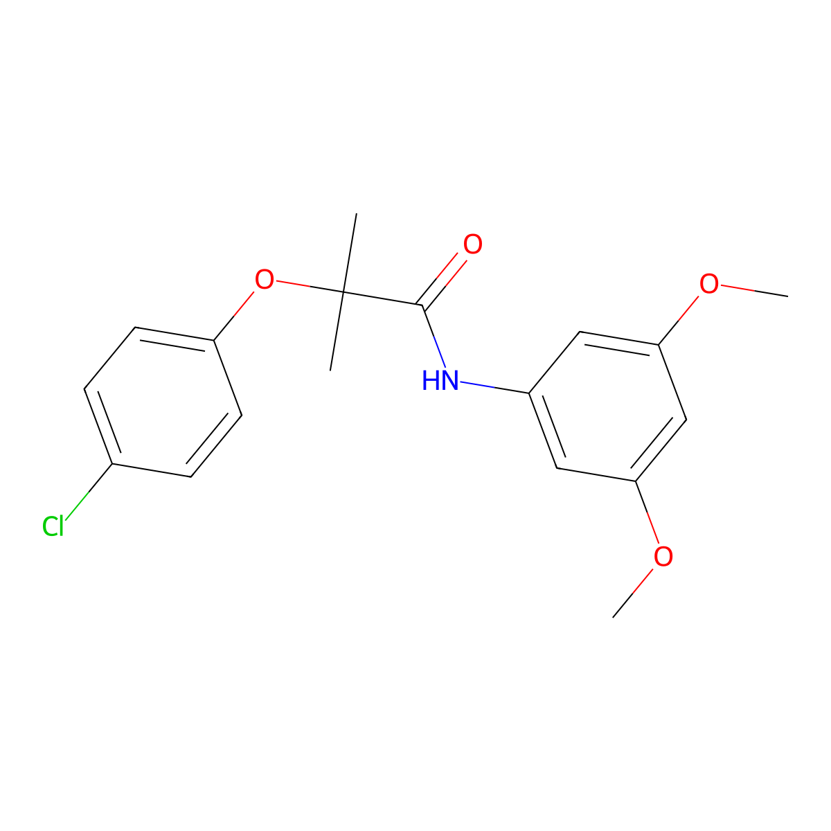 2-(4-chlorophenoxy)-N-(3,5-dimethoxyphenyl)-2-methylpropanamide molecular structure, CAS 667879-26-7
