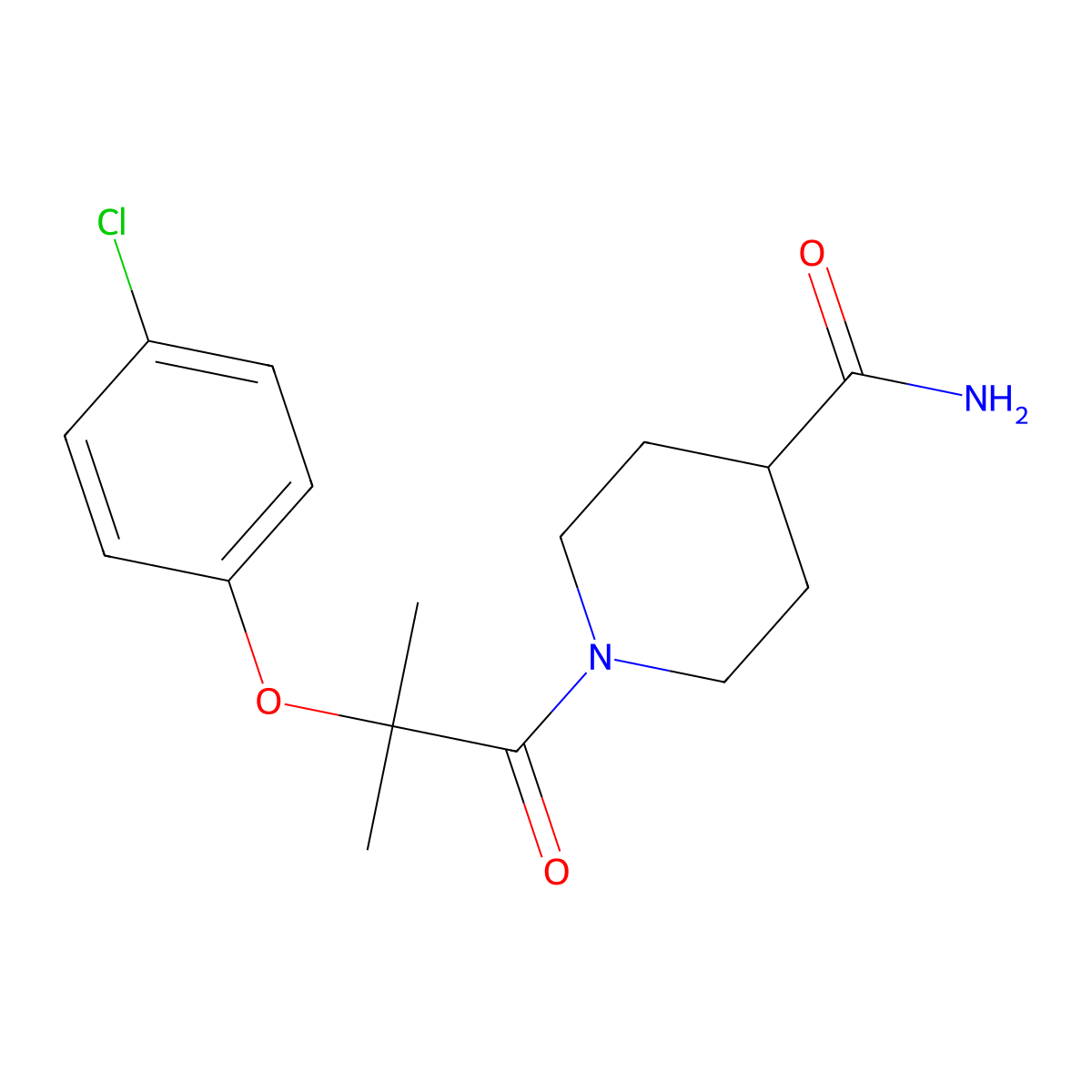 1-[2-(4-Chlorophenoxy)-2-methylpropanoyl]piperidine-4-carboxamide molecular structure, CAS 667879-27-8