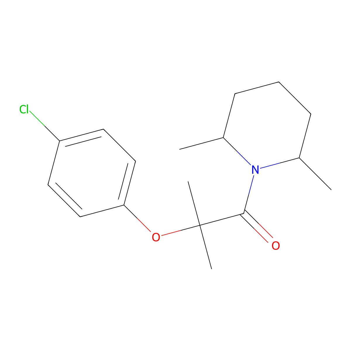 2-(4-Chlorophenoxy)-1-(2,6-dimethylpiperidin-1-yl)-2-methylpropan-1-one molecular structure, CAS 667879-28-9