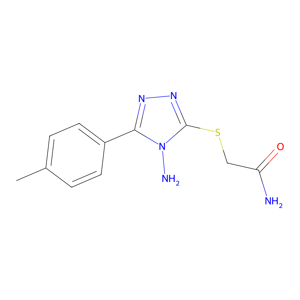 2-((4-Amino-5-(4-methylphenyl)-4H-1,2,4-triazol-3-YL)thio)acetamide molecular structure, CAS 667879-44-9