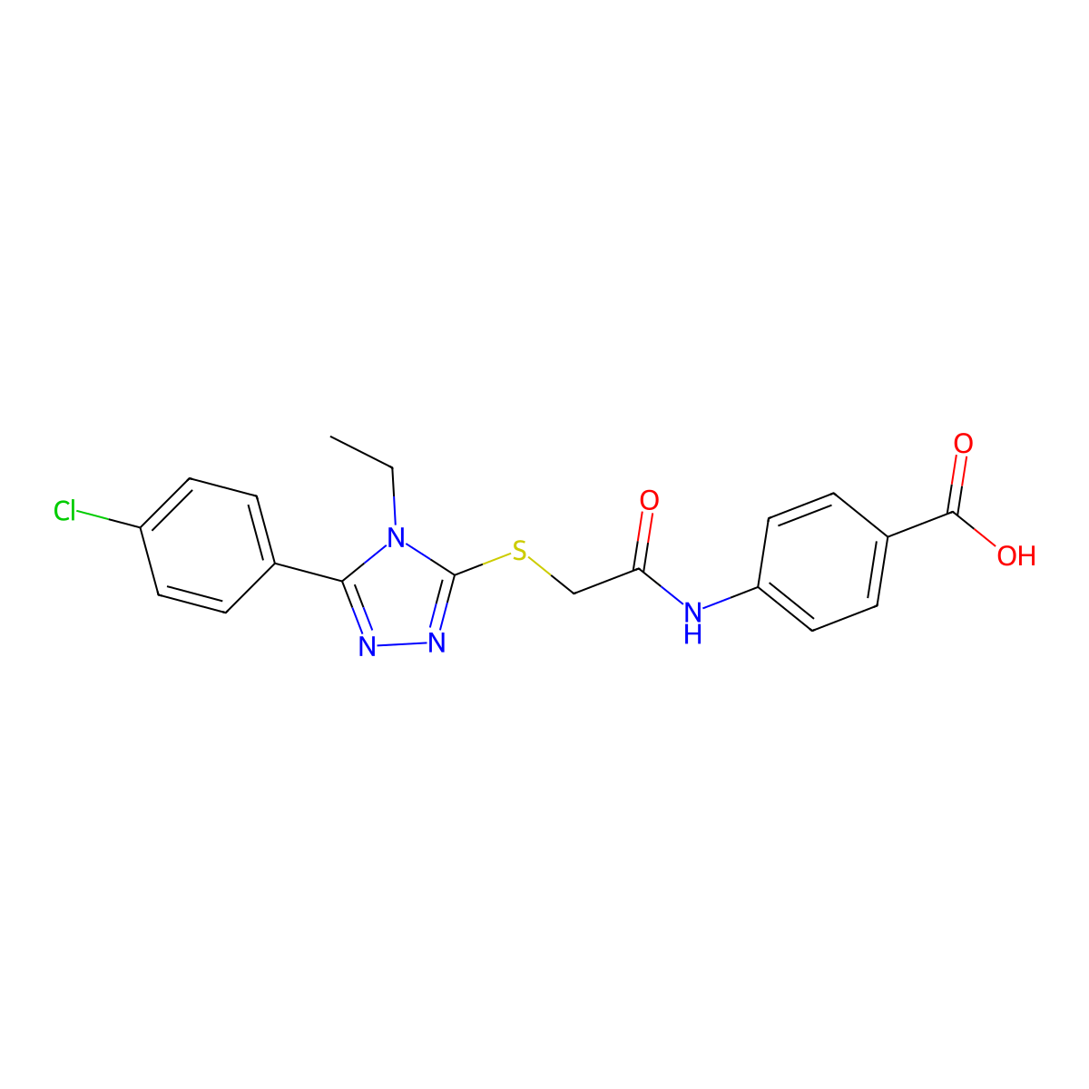 4-[({[5-(4-chlorophenyl)-4-ethyl-4H-1,2,4-triazol-3-yl]sulfanyl}acetyl)amino]benzoic acid molecular structure, CAS 667879-63-2