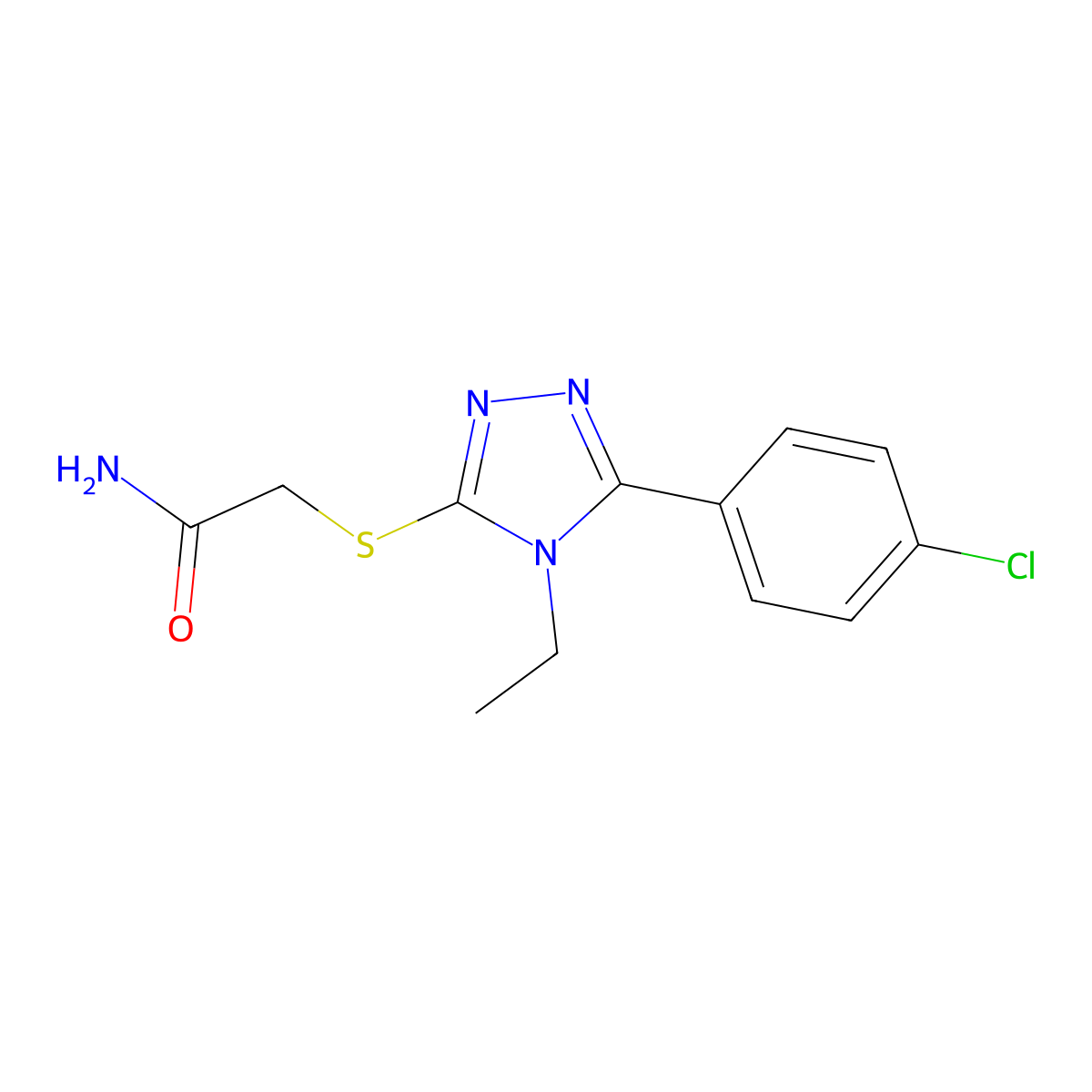 2-{[5-(4-chlorophenyl)-4-ethyl-4H-1,2,4-triazol-3-yl]sulfanyl}acetamide molecular structure, CAS 667879-64-3