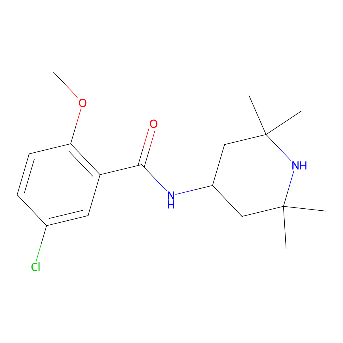 5-chloro-2-methoxy-N-(2,2,6,6-tetramethylpiperidin-4-yl)benzamide molecular structure, CAS 667879-85-8