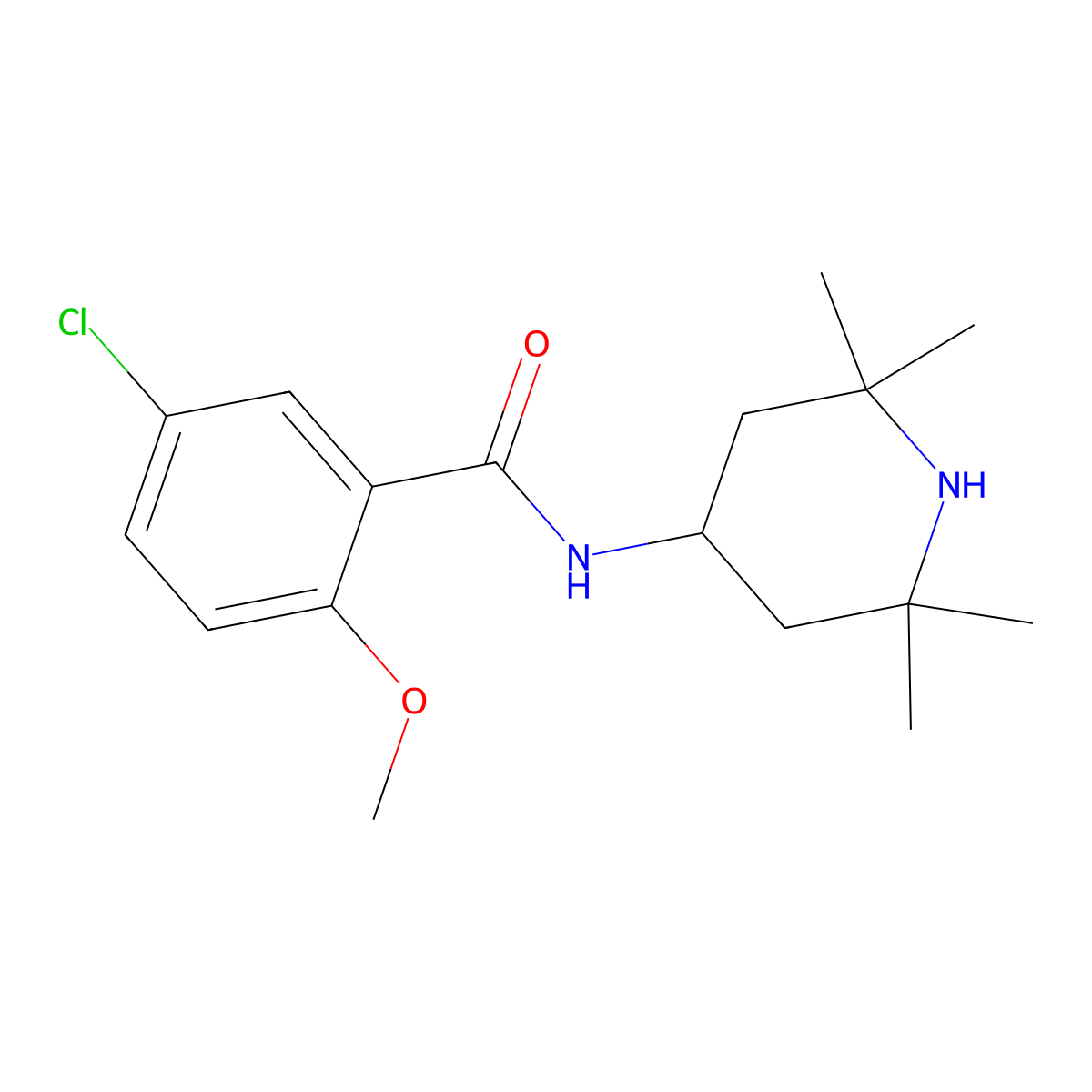 5-chloro-2-methoxy-N-(2,2,6,6-tetramethylpiperidin-4-yl)benzamide molecular structure, CAS 667879-85-8