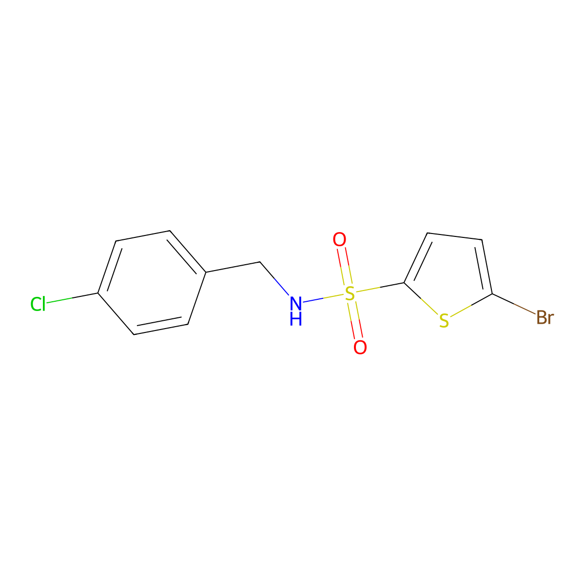 5-bromo-N-(4-chlorobenzyl)-2-thiophenesulfonamide molecular structure, CAS 667880-04-8