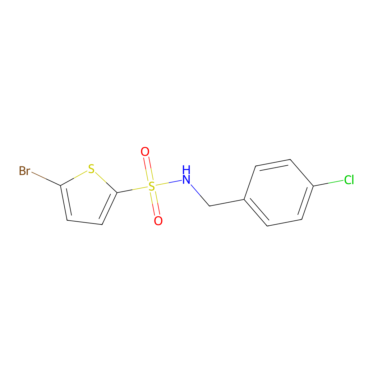 5-bromo-N-(4-chlorobenzyl)-2-thiophenesulfonamide molecular structure, CAS 667880-04-8