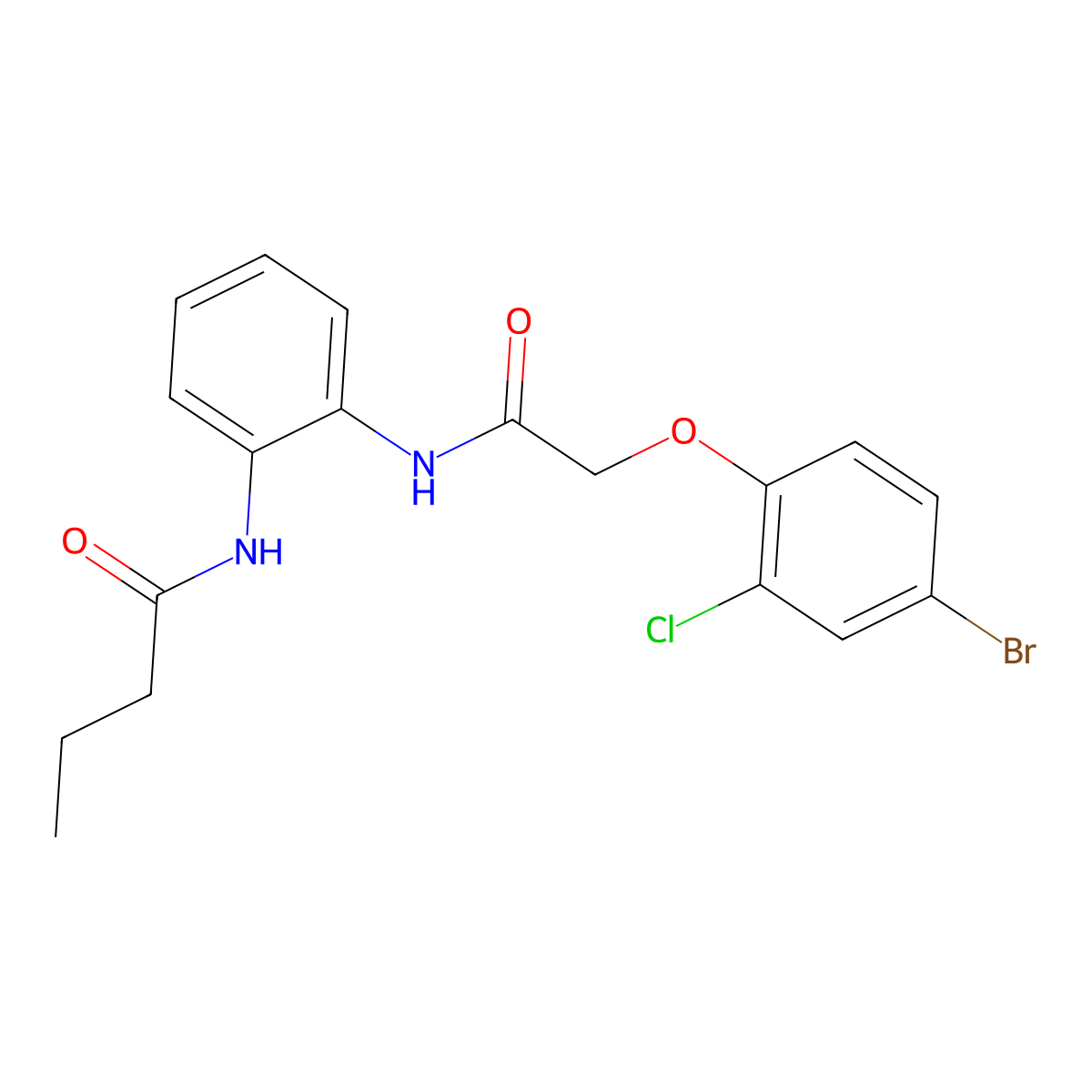 N-[2-[[2-(4-bromo-2-chlorophenoxy)acetyl]amino]phenyl]butanamide molecular structure, CAS 667880-19-5