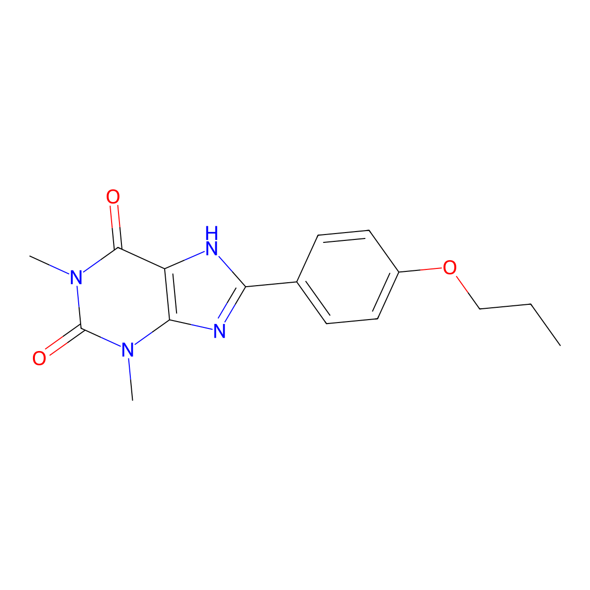 1,3-dimethyl-8-(4-propoxyphenyl)-3,7-dihydro-1H-purine-2,6-dione molecular structure, CAS 667881-15-4