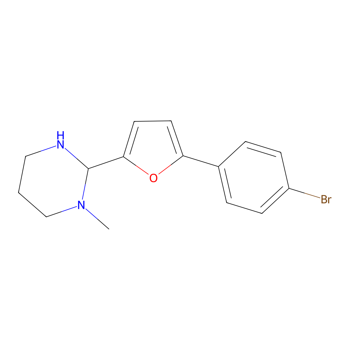 2-[5-(4-Bromophenyl)furan-2-yl]-1-methyl-1,3-diazinane molecular structure, CAS 667881-32-5