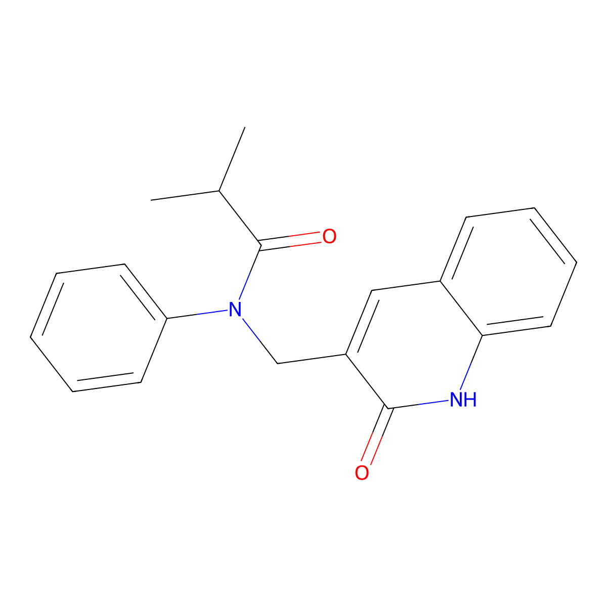 2-methyl-N-[(2-oxo-1,2-dihydroquinolin-3-yl)methyl]-N-phenylpropanamide molecular structure, CAS 667881-45-0