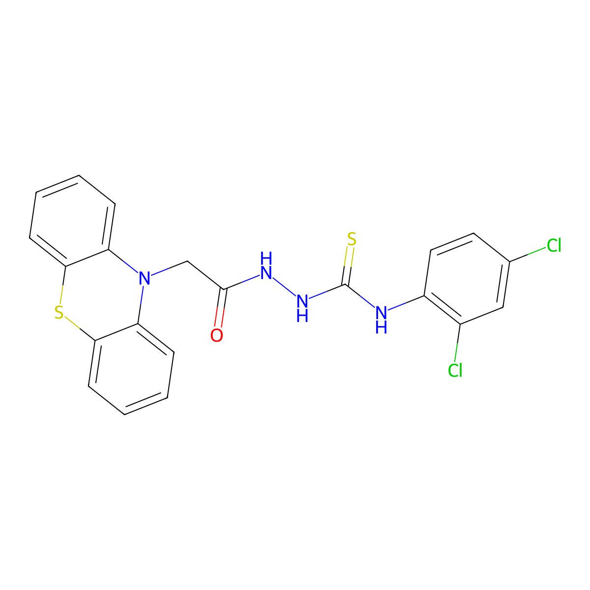 N-(2,4-dichlorophenyl)-2-(10H-phenothiazin-10-ylacetyl)hydrazinecarbothioamide molecular structure, CAS 667881-83-6