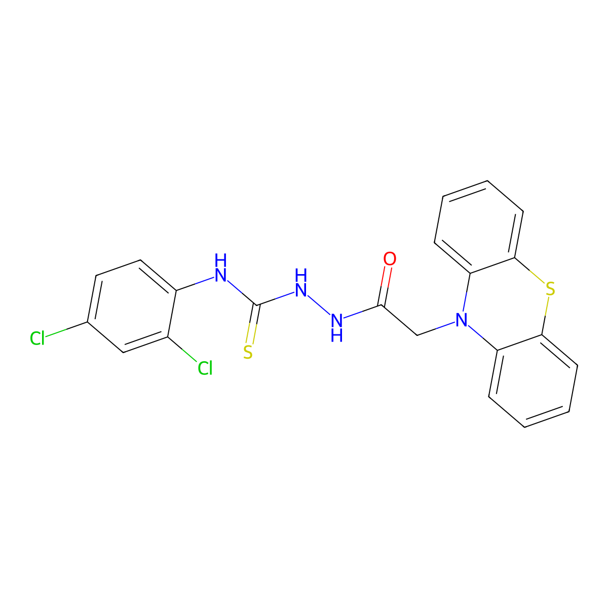 N-(2,4-dichlorophenyl)-2-(10H-phenothiazin-10-ylacetyl)hydrazinecarbothioamide molecular structure, CAS 667881-83-6