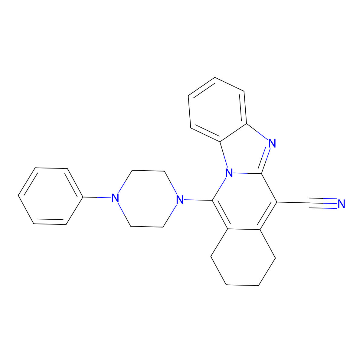 11-(4-Phenylpiperazin-1-yl)-7,8,9,10-tetrahydrobenzimidazo[1,2-b]isoquinoline-6-carbonitrile molecular structure, CAS 667881-97-2