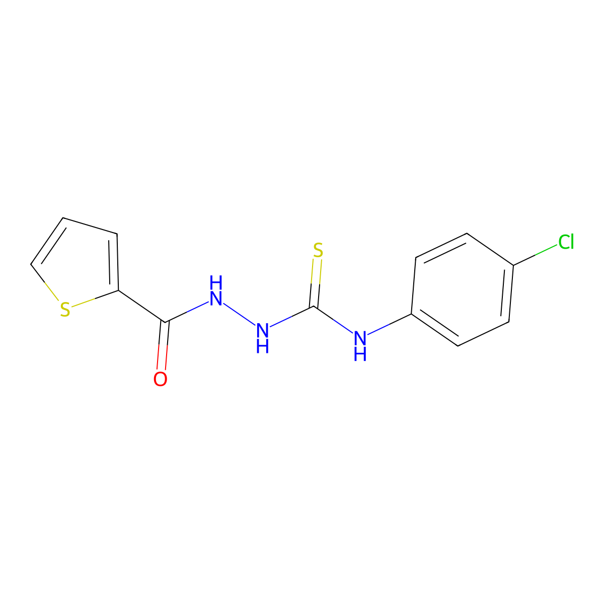 N-(4-chlorophenyl)-2-(2-thienylcarbonyl)hydrazinecarbothioamide molecular structure, CAS 667883-33-2