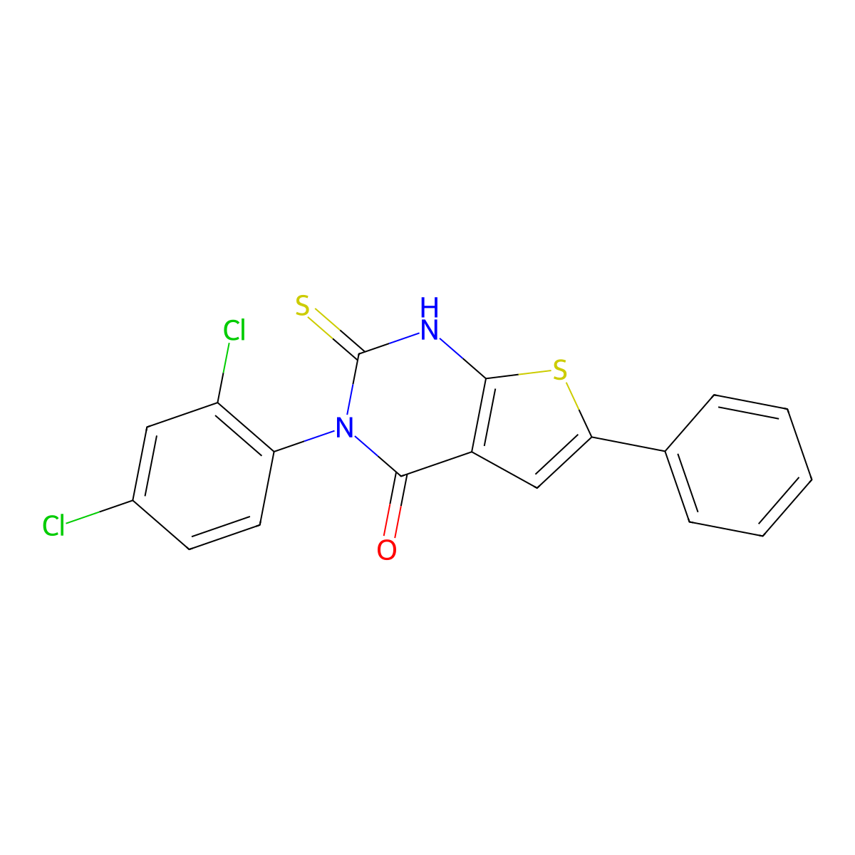 3-(2,4-dichlorophenyl)-6-phenyl-2-thioxo-2,3-dihydrothieno[2,3-d]pyrimidin-4(1H)-one molecular structure, CAS 667884-83-5
