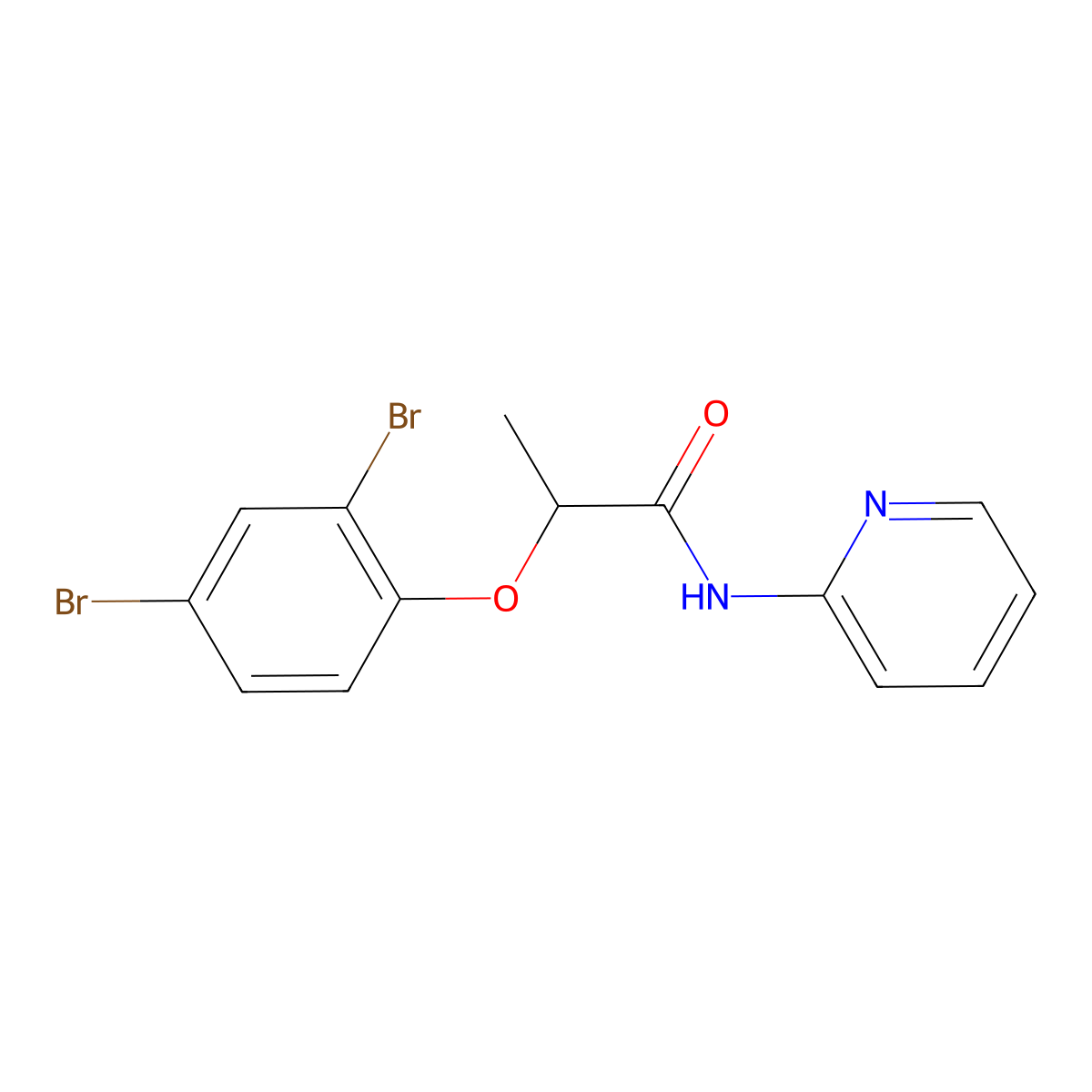 2-(2,4-dibromophenoxy)-N-pyridin-2-ylpropanamide molecular structure, CAS 667885-84-9