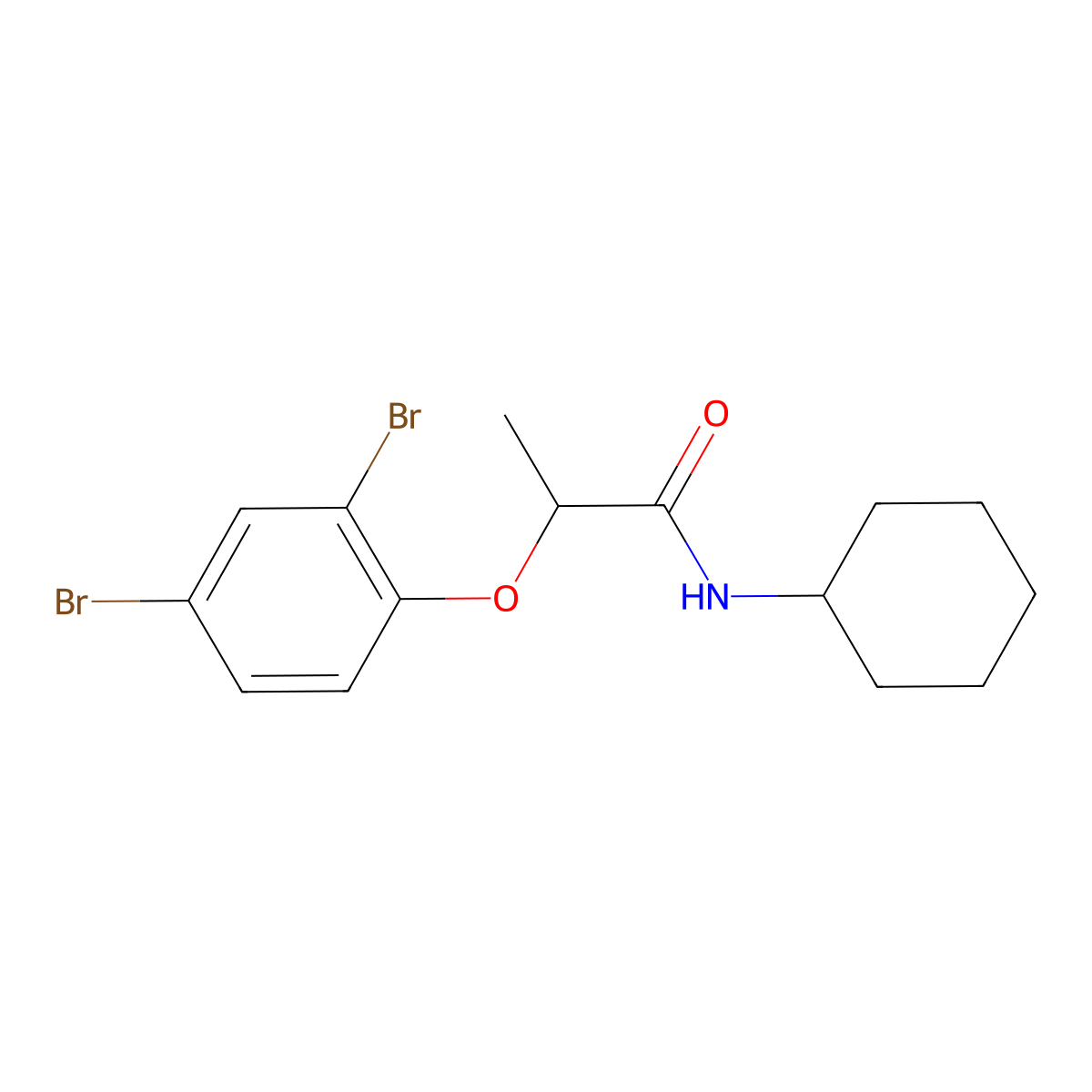 N-cyclohexyl-2-(2,4-dibromophenoxy)propanamide molecular structure, CAS 667885-85-0