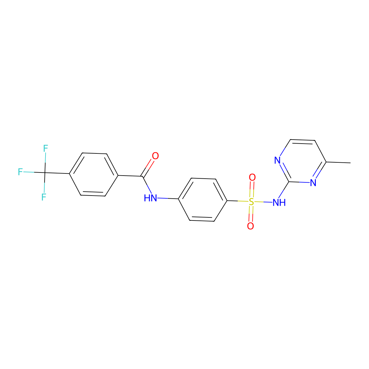 N-{4-[(4-methylpyrimidin-2-yl)sulfamoyl]phenyl}-4-(trifluoromethyl)benzamide molecular structure, CAS 667887-29-8