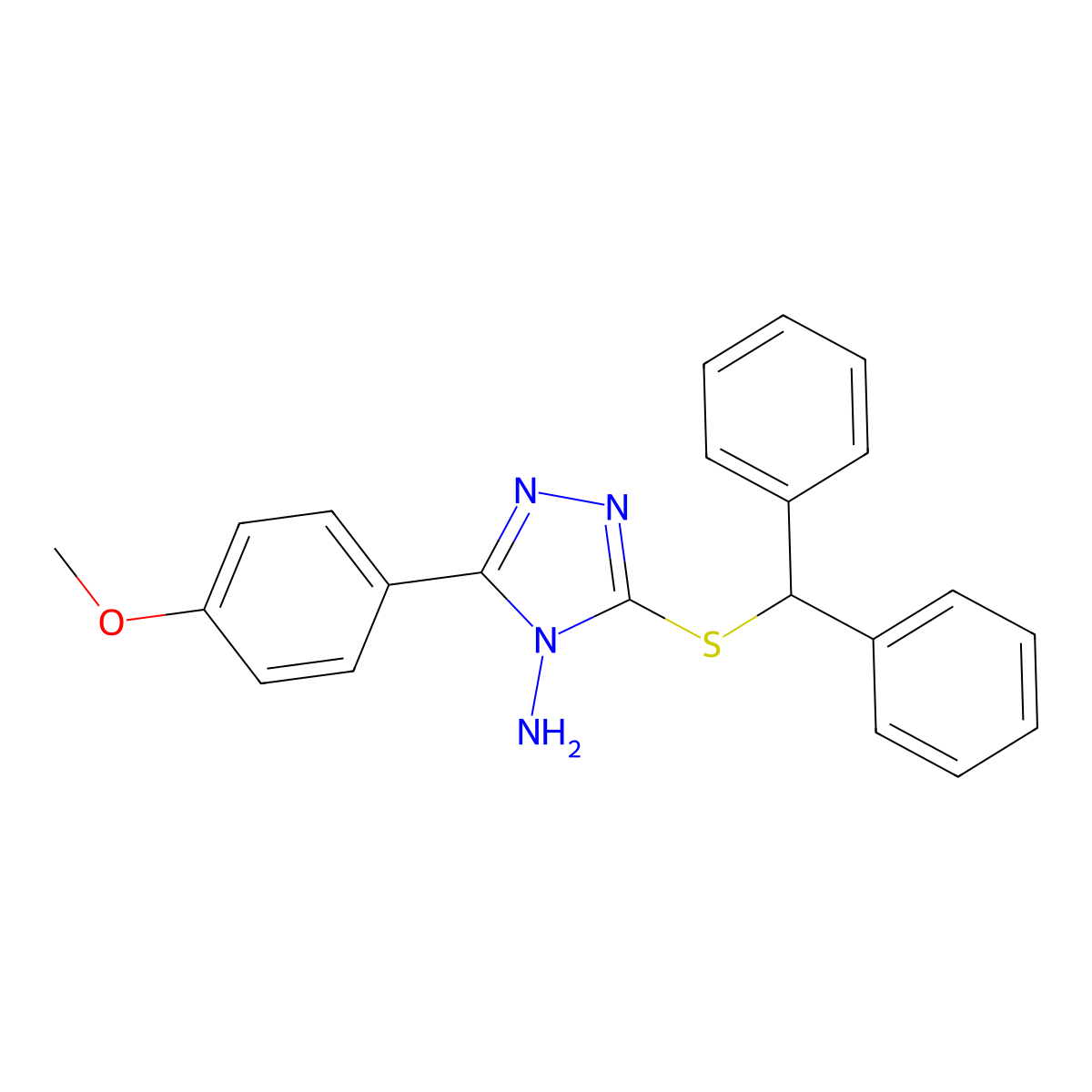 3-(benzhydrylsulfanyl)-5-(4-methoxyphenyl)-4H-1,2,4-triazol-4-amine molecular structure, CAS 667887-50-5