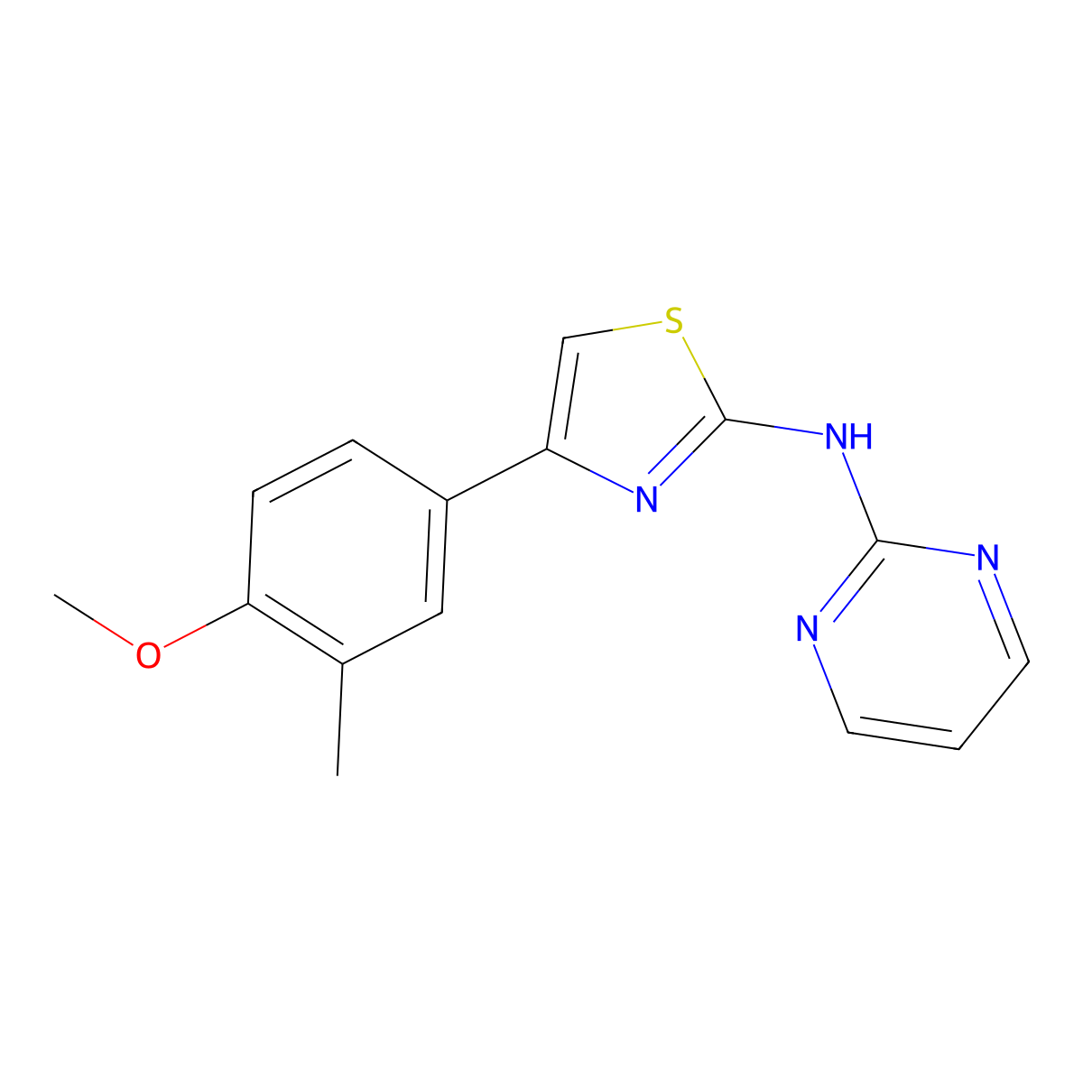 [4-(4-Methoxy-3-methyl-phenyl)-thiazol-2-yl]-pyrimidin-2-yl-amine molecular structure, CAS 667887-60-7