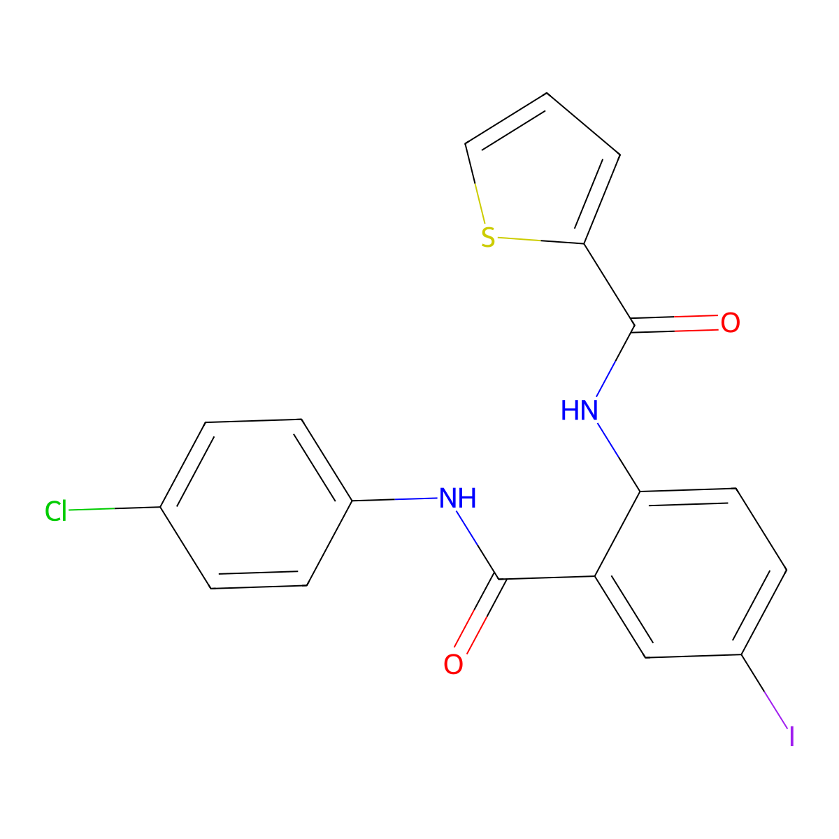 N-{2-[(4-chloroanilino)carbonyl]-4-iodophenyl}thiophene-2-carboxamide molecular structure, CAS 667889-62-5