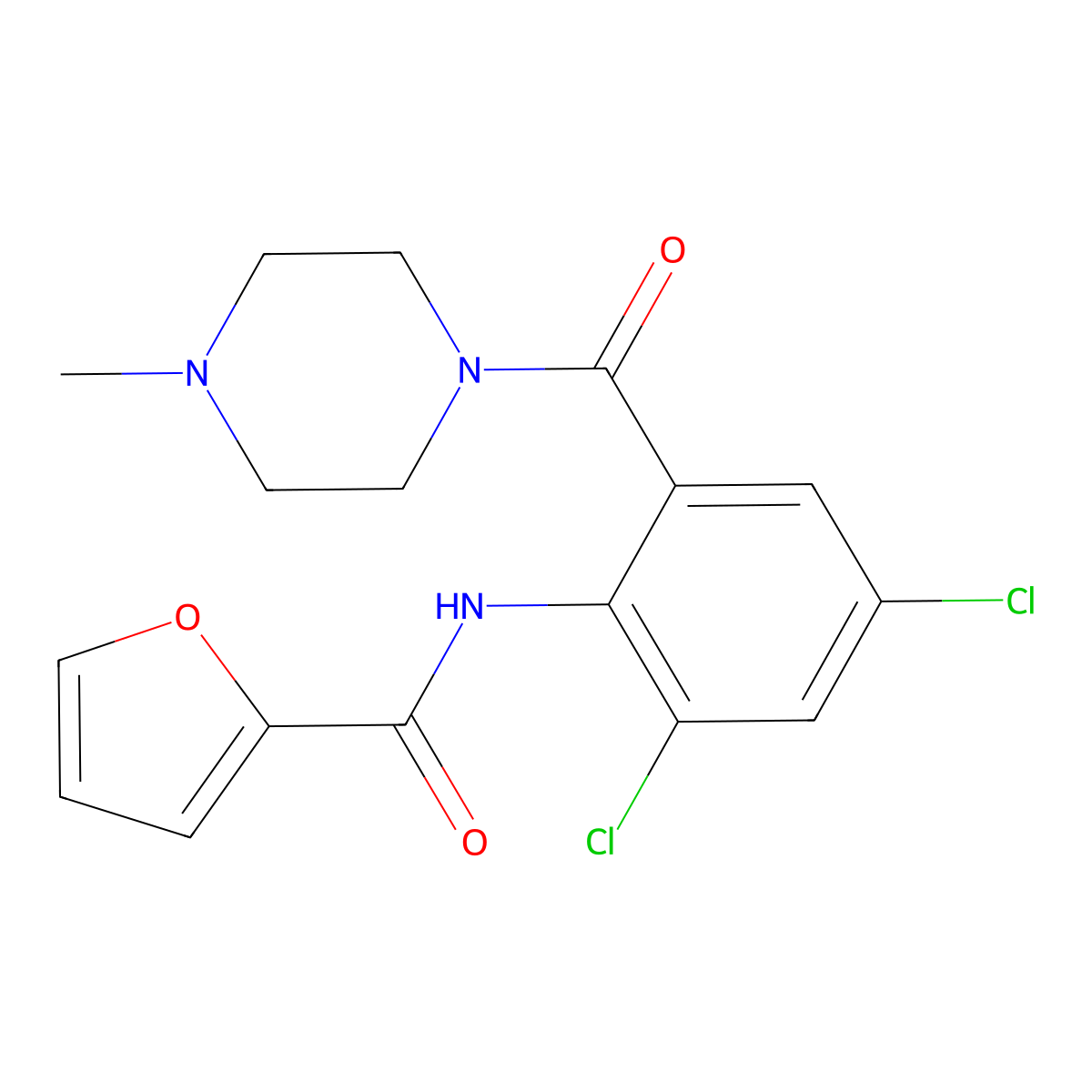N-[2,4-dichloro-6-(4-methylpiperazine-1-carbonyl)phenyl]furan-2-carboxamide molecular structure, CAS 667889-66-9