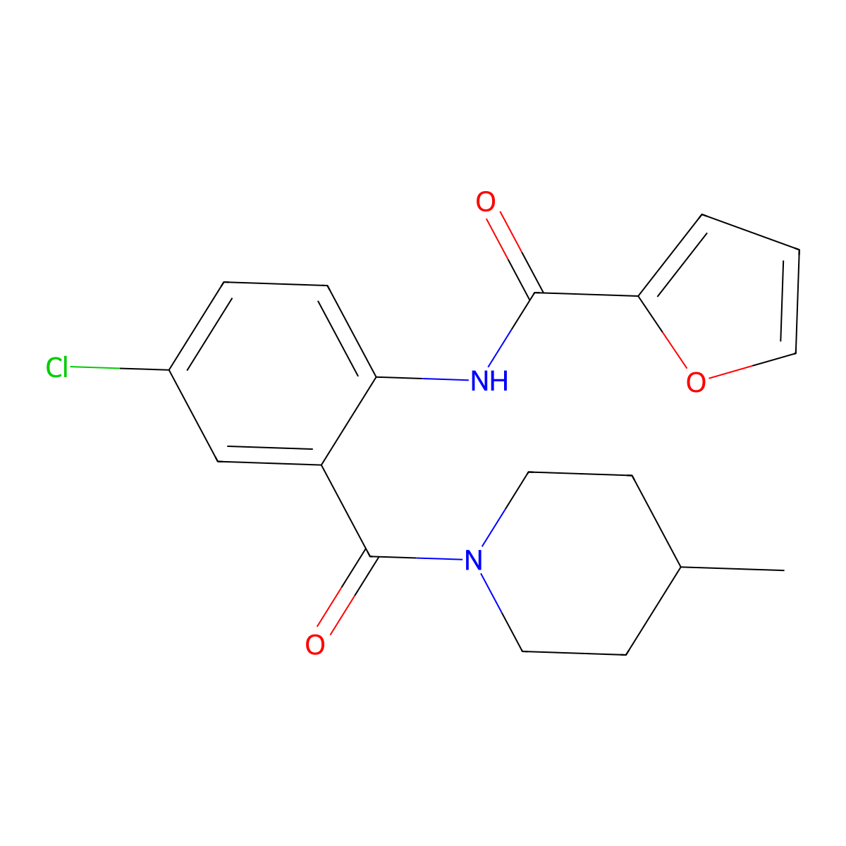 N-[4-chloro-2-(4-methylpiperidine-1-carbonyl)phenyl]furan-2-carboxamide molecular structure, CAS 667889-67-0