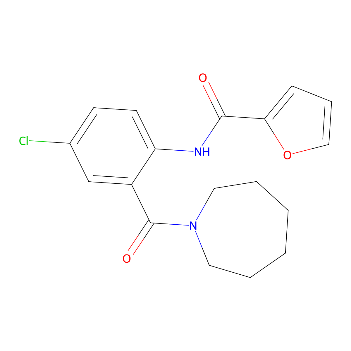 N-[2-(1-azepanylcarbonyl)-4-chlorophenyl]-2-furamide molecular structure, CAS 667889-71-6