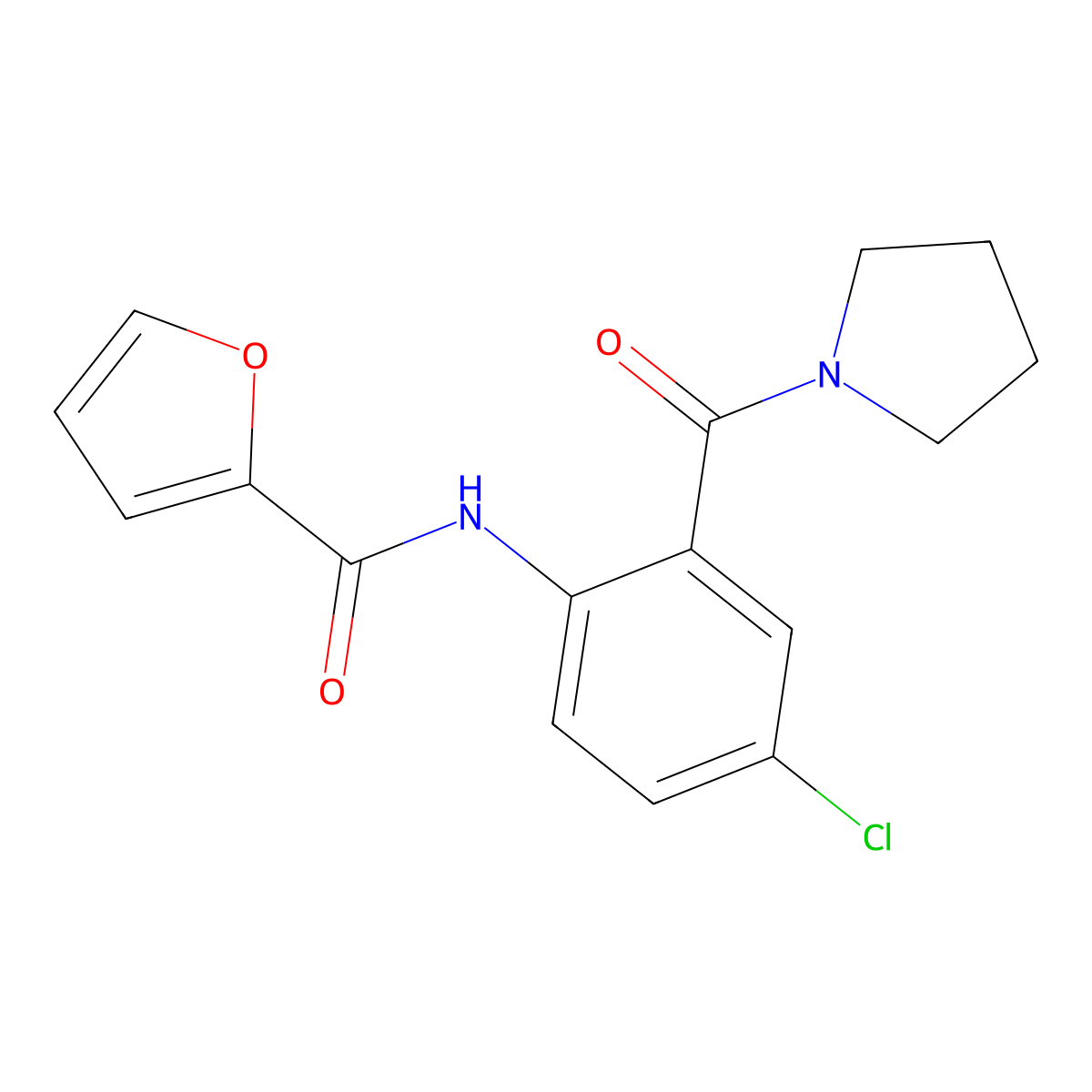 N-[4-chloro-2-(1-pyrrolidinylcarbonyl)phenyl]-2-furamide molecular structure, CAS 667889-72-7